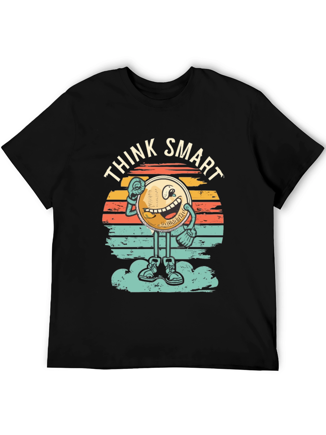Black Think Smart Graphic Tee - Retro Style view 5