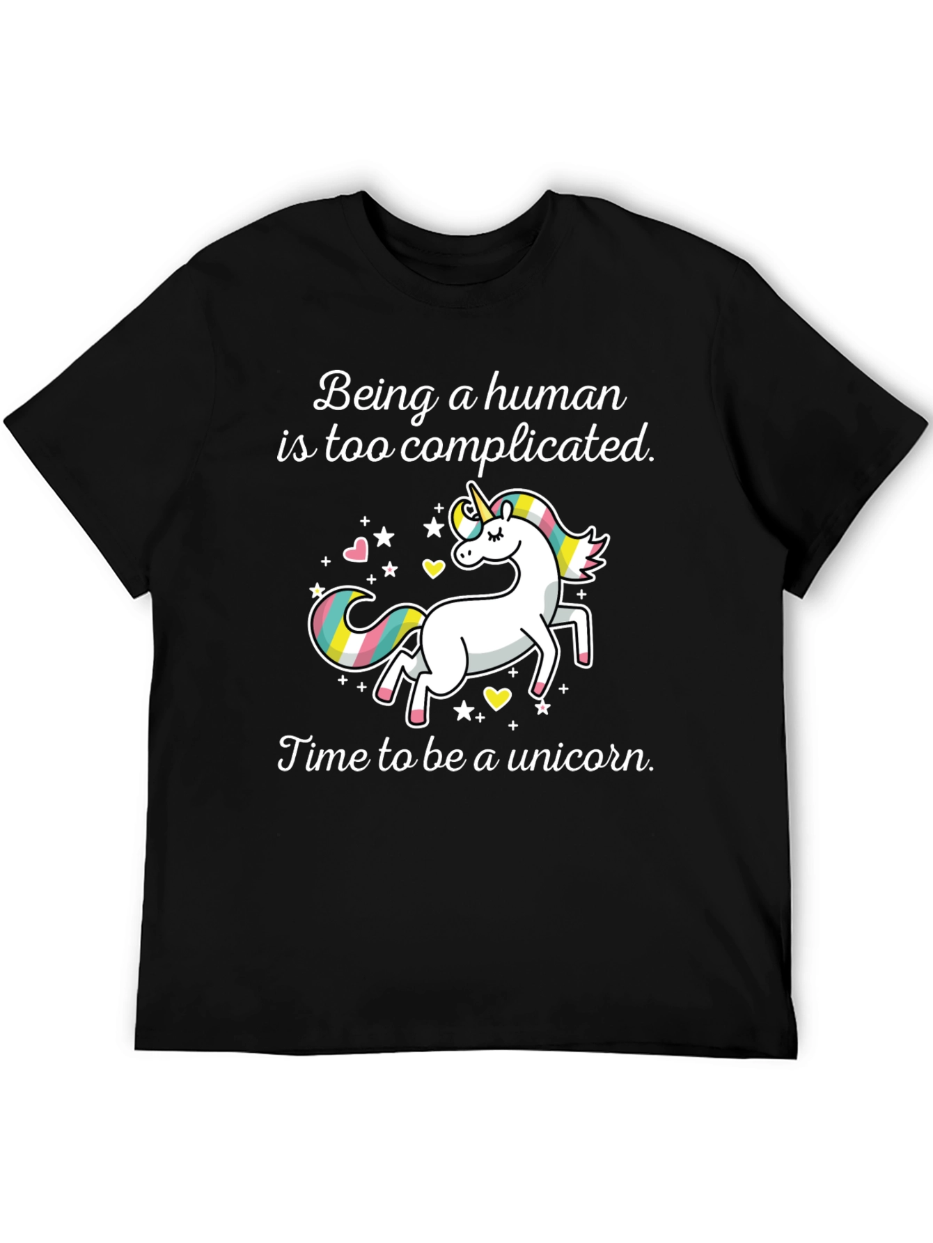 Black Unicorn Graphic Tee: Being Human is Too Complicated T-Shirt view 5