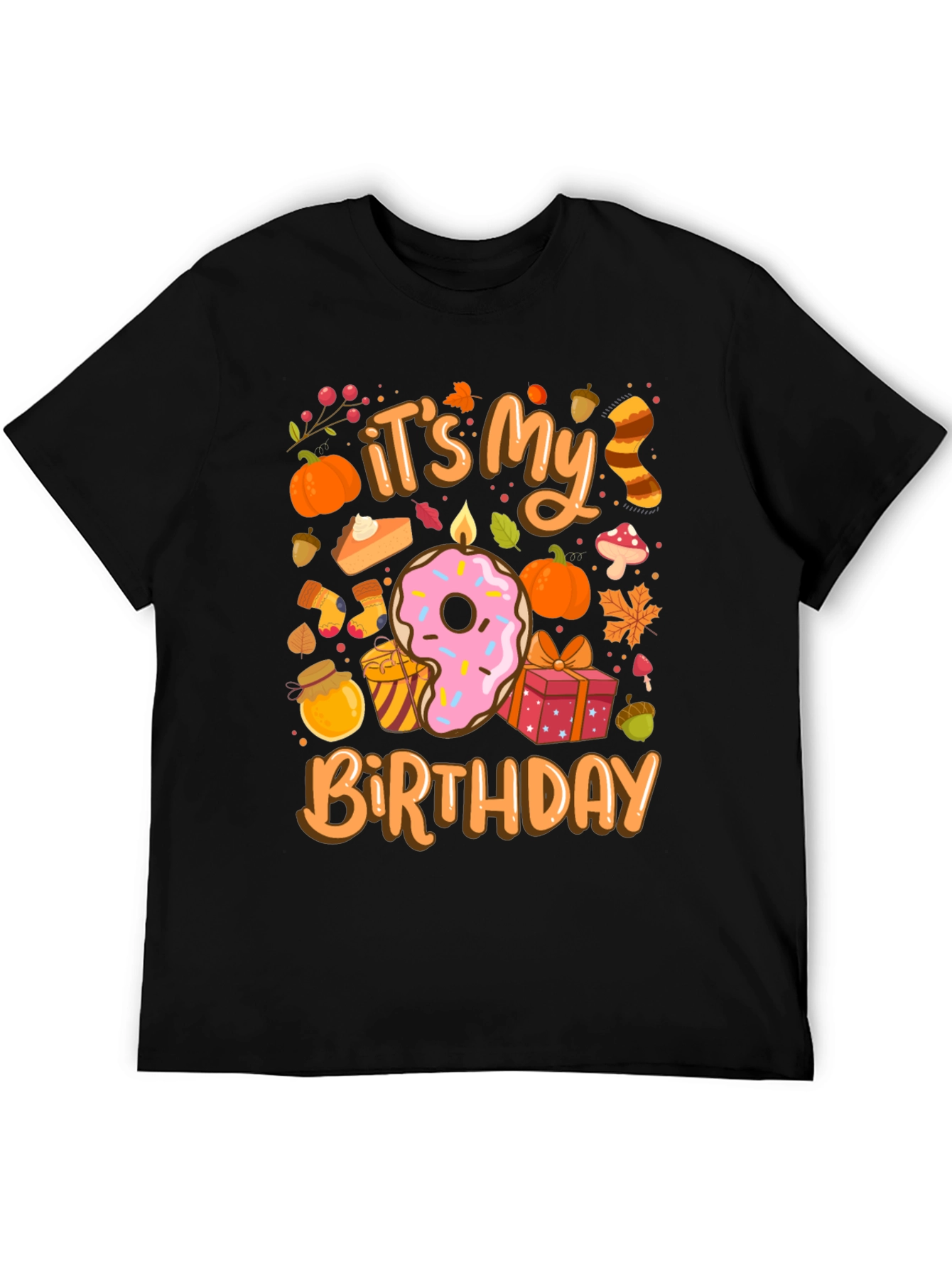 Black It's My Birthday Fall Themed T-Shirt view 5