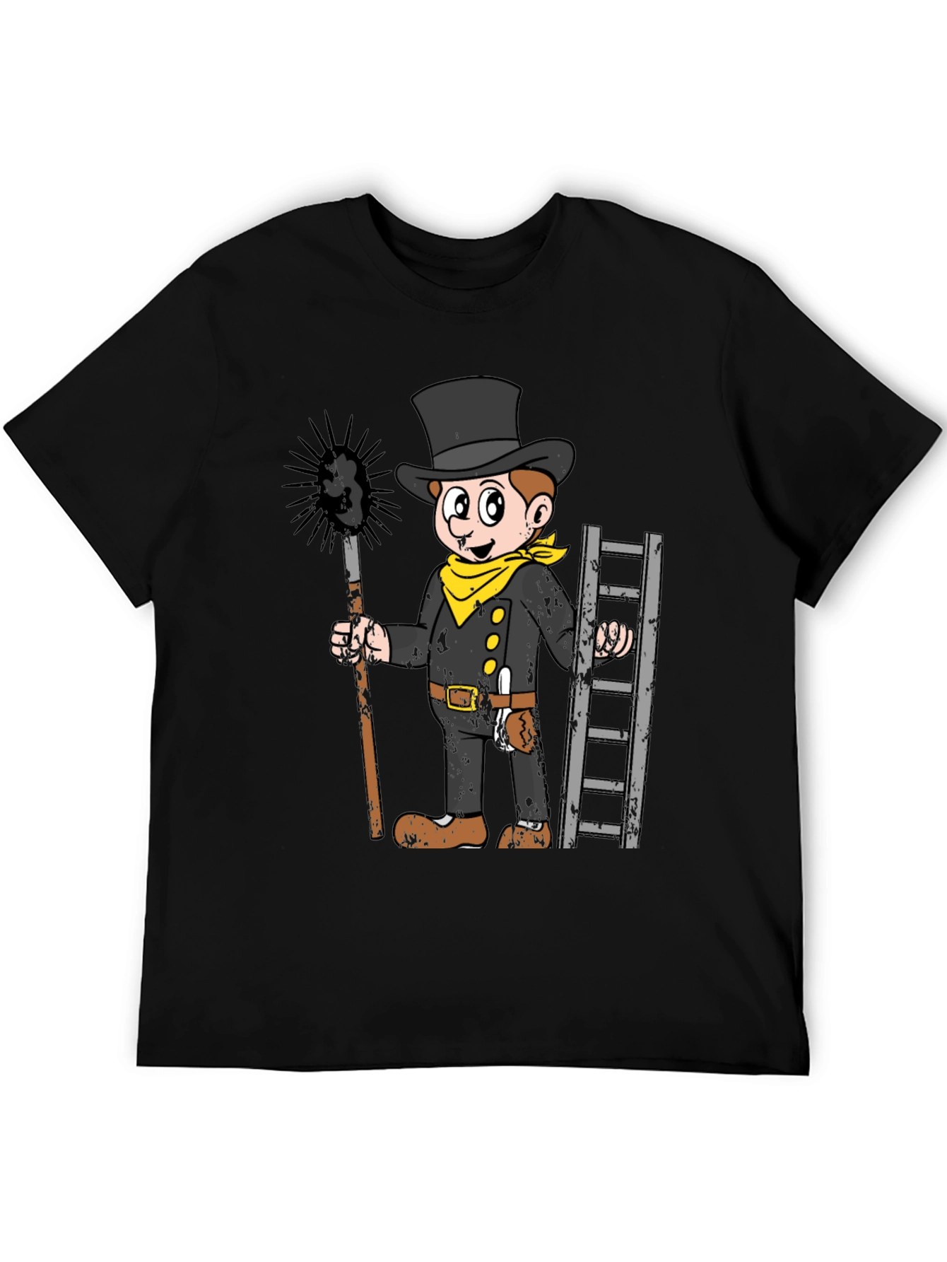 Black Chimney Sweep Cartoon Graphic T-Shirt view 5