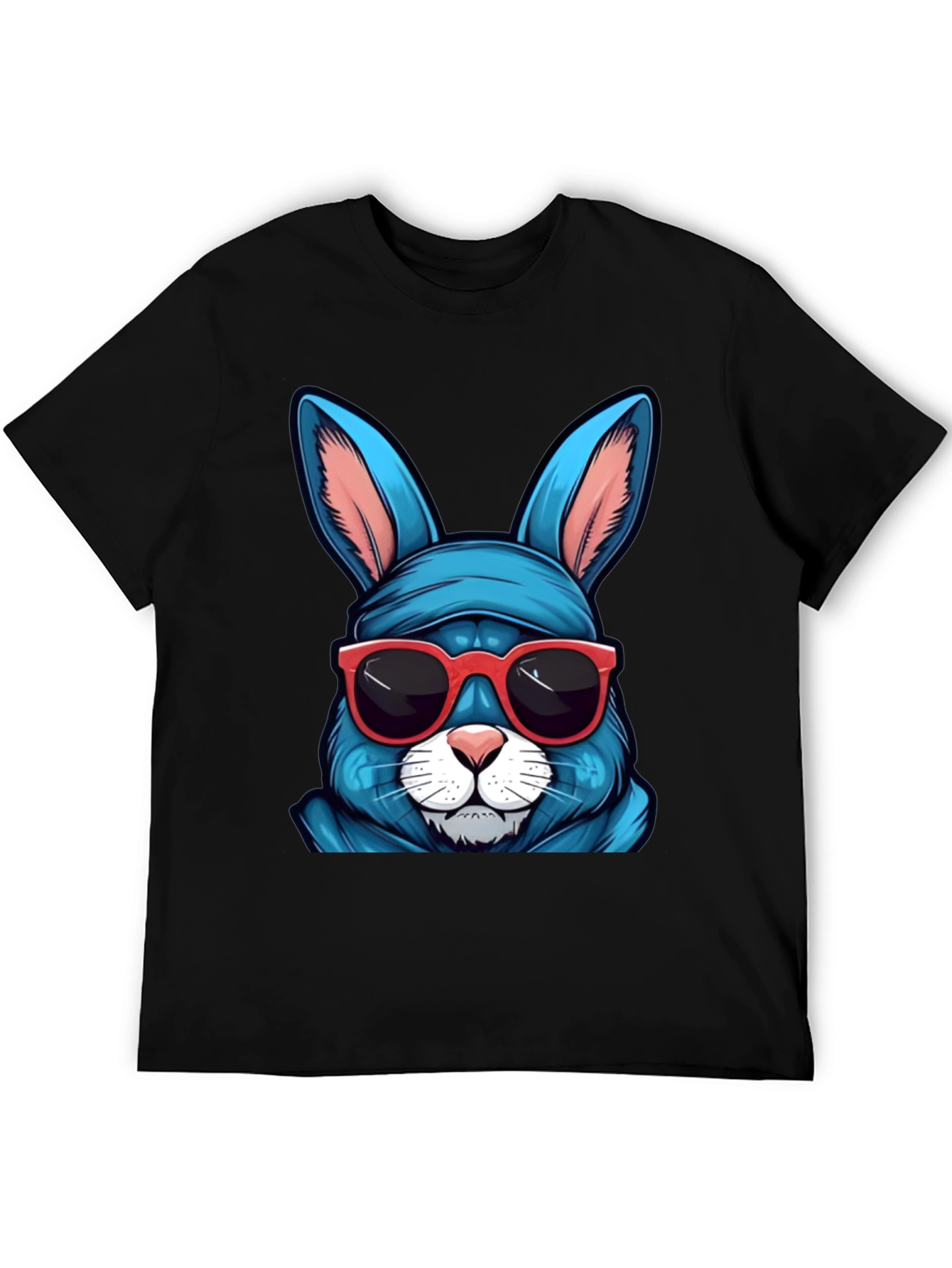 Black Cool Blue Bunny T-Shirt view 5