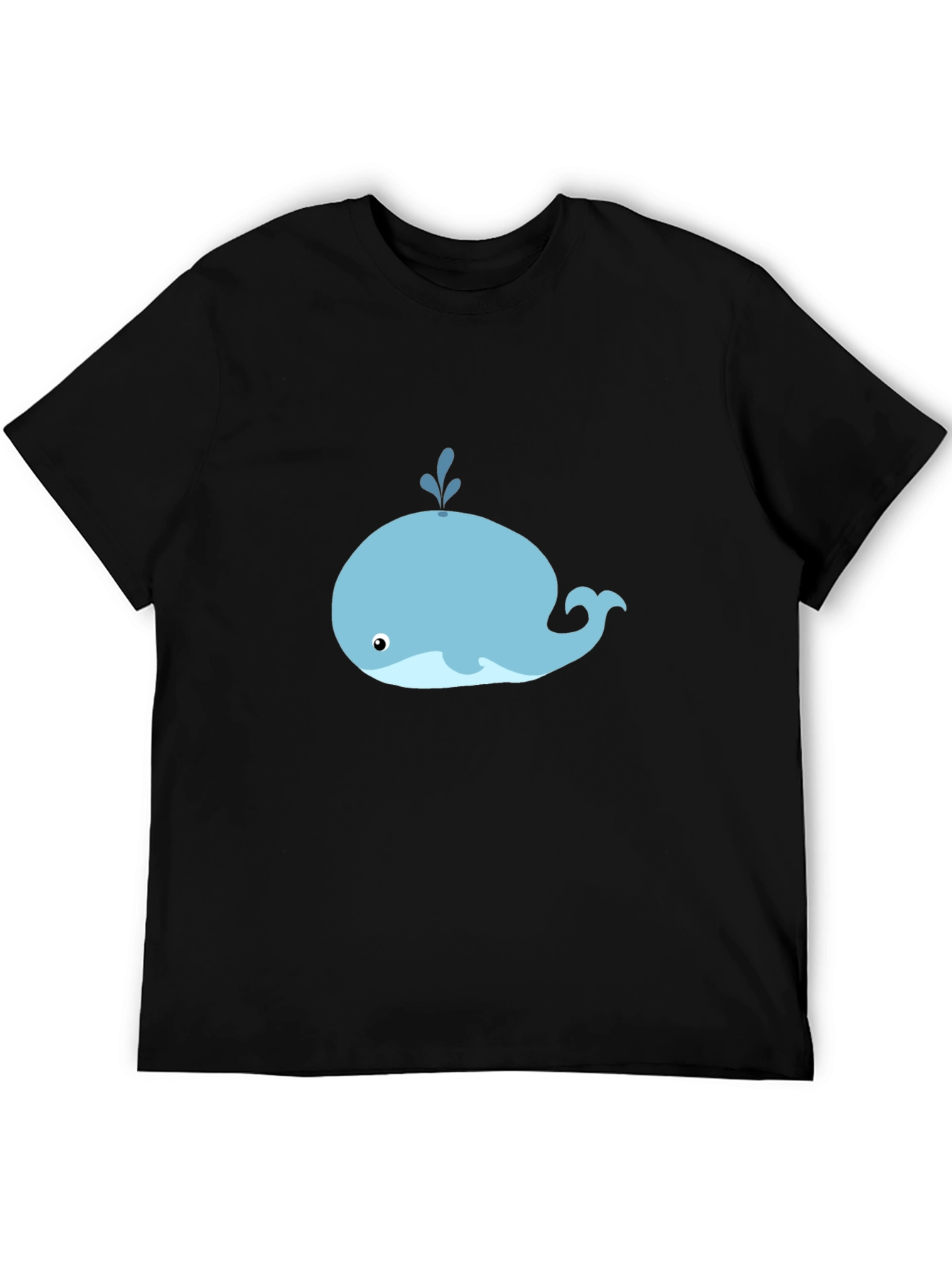 Black Cute Whale Graphic Tee - Black Cotton T-Shirt view 5