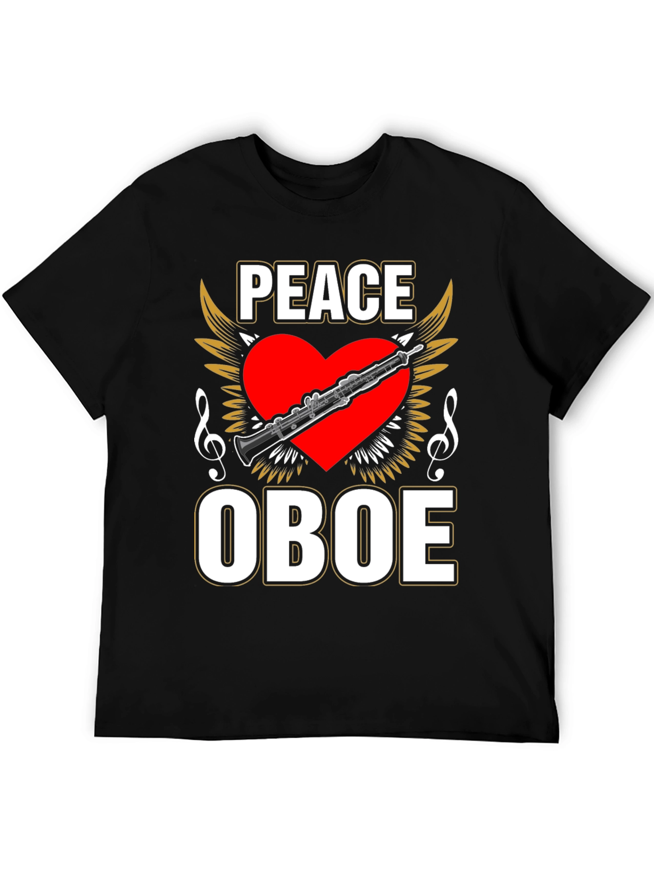 Black Peace Oboe T-Shirt, Music Lover Tee view 5