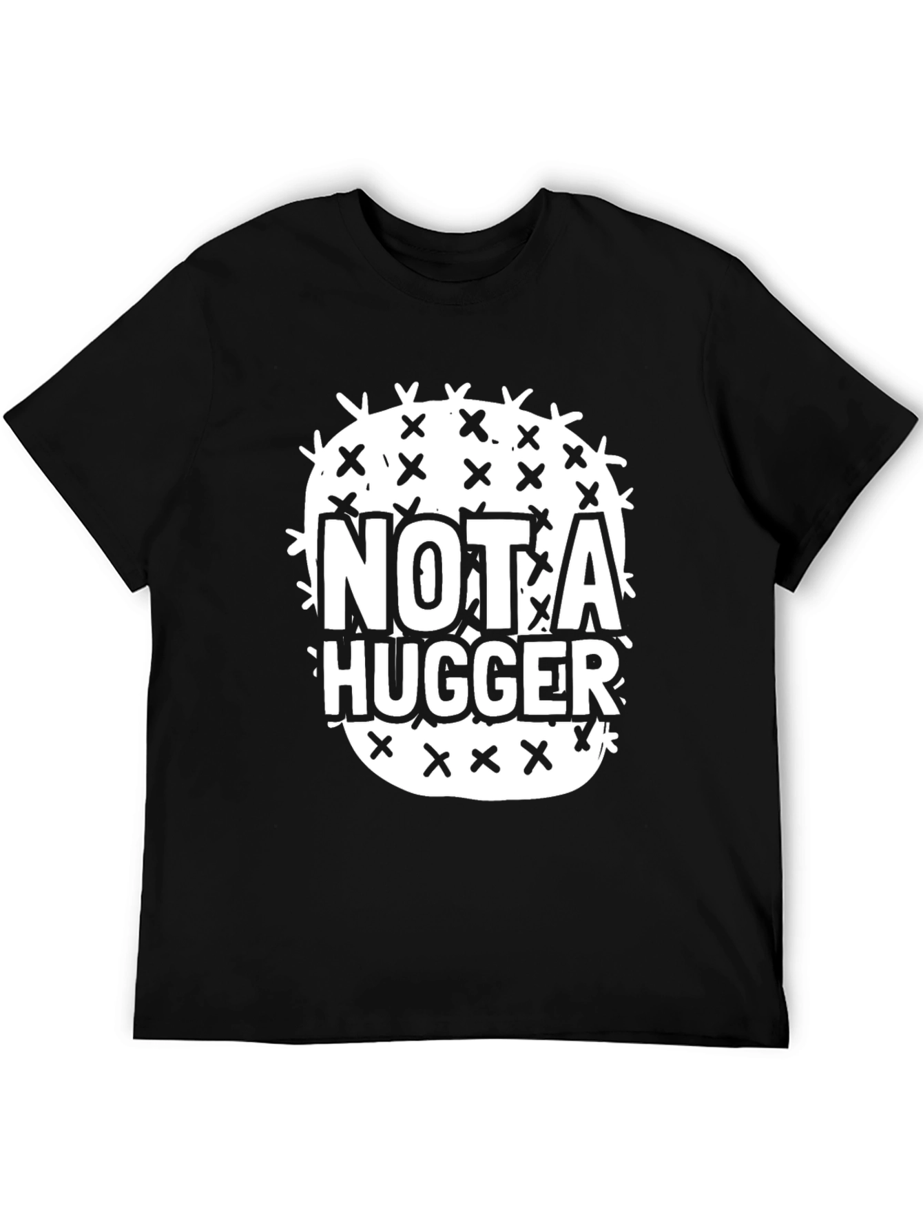 Black Not A Hugger Cactus Graphic Tee - Soft Cotton Blend Shirt view 5