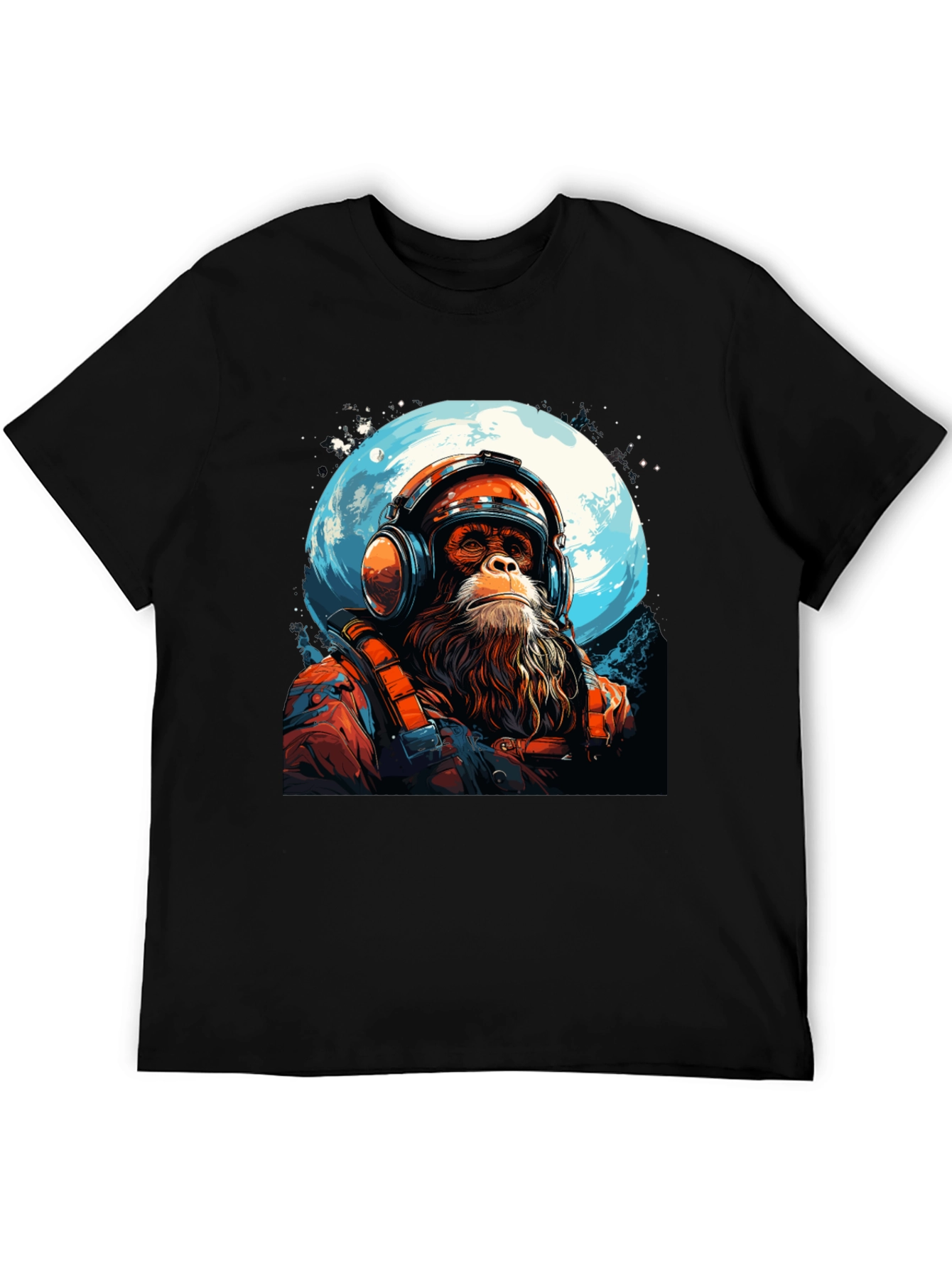 Black Astro Chimp Graphic Tee - Moon Landing Design view 5