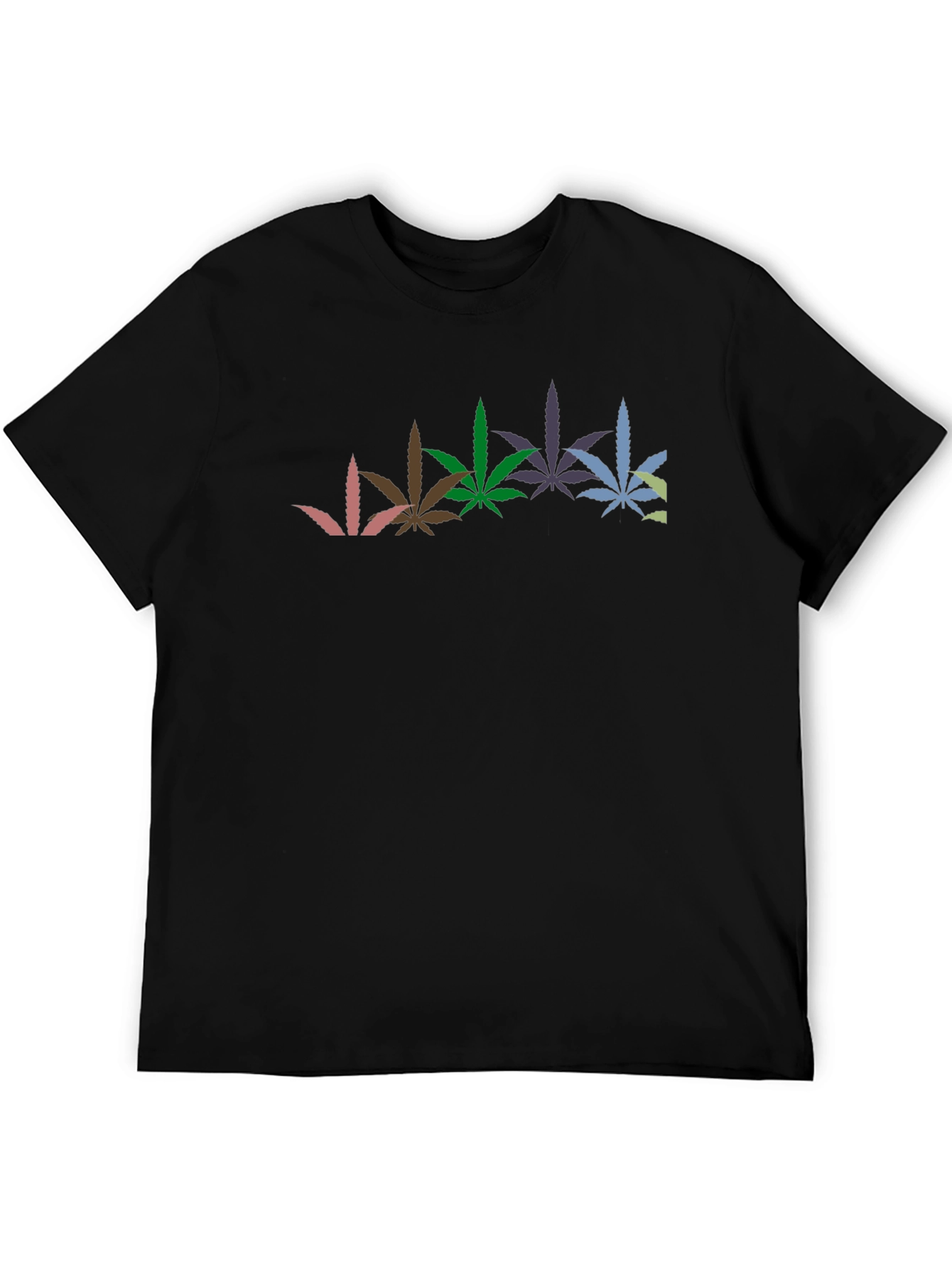 Black Cool Graphic Black T-Shirt with Weed Leaves view 5