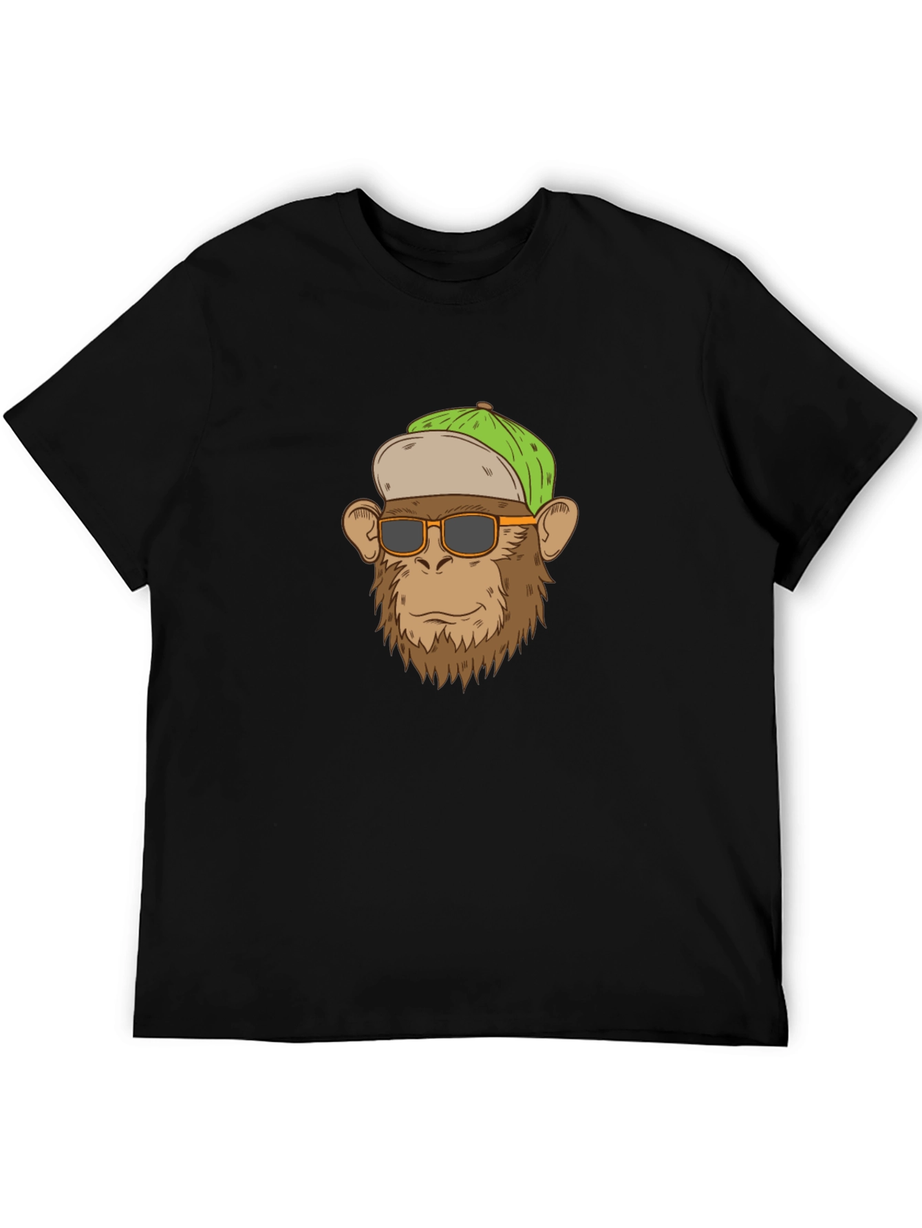 Black Monkey Face T-Shirt with Hat and Shades - Funny Ape Tee view 5