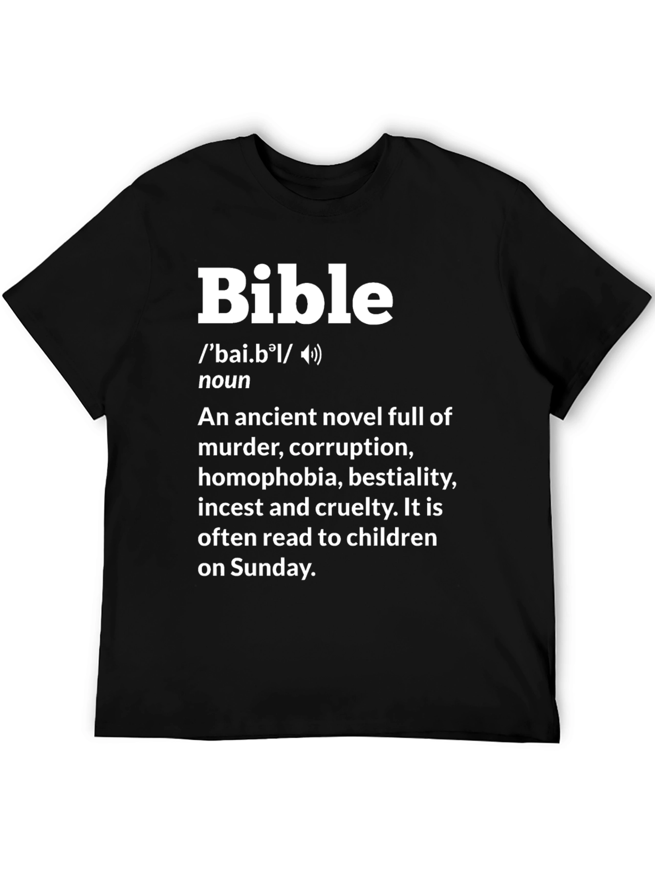 Black Bible Definition T-Shirt Funny Novel Atheist Tee view 5