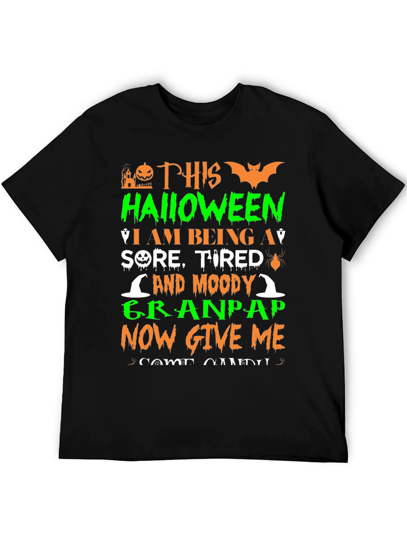 Black Funny Halloween Grandpap T-Shirt view 5