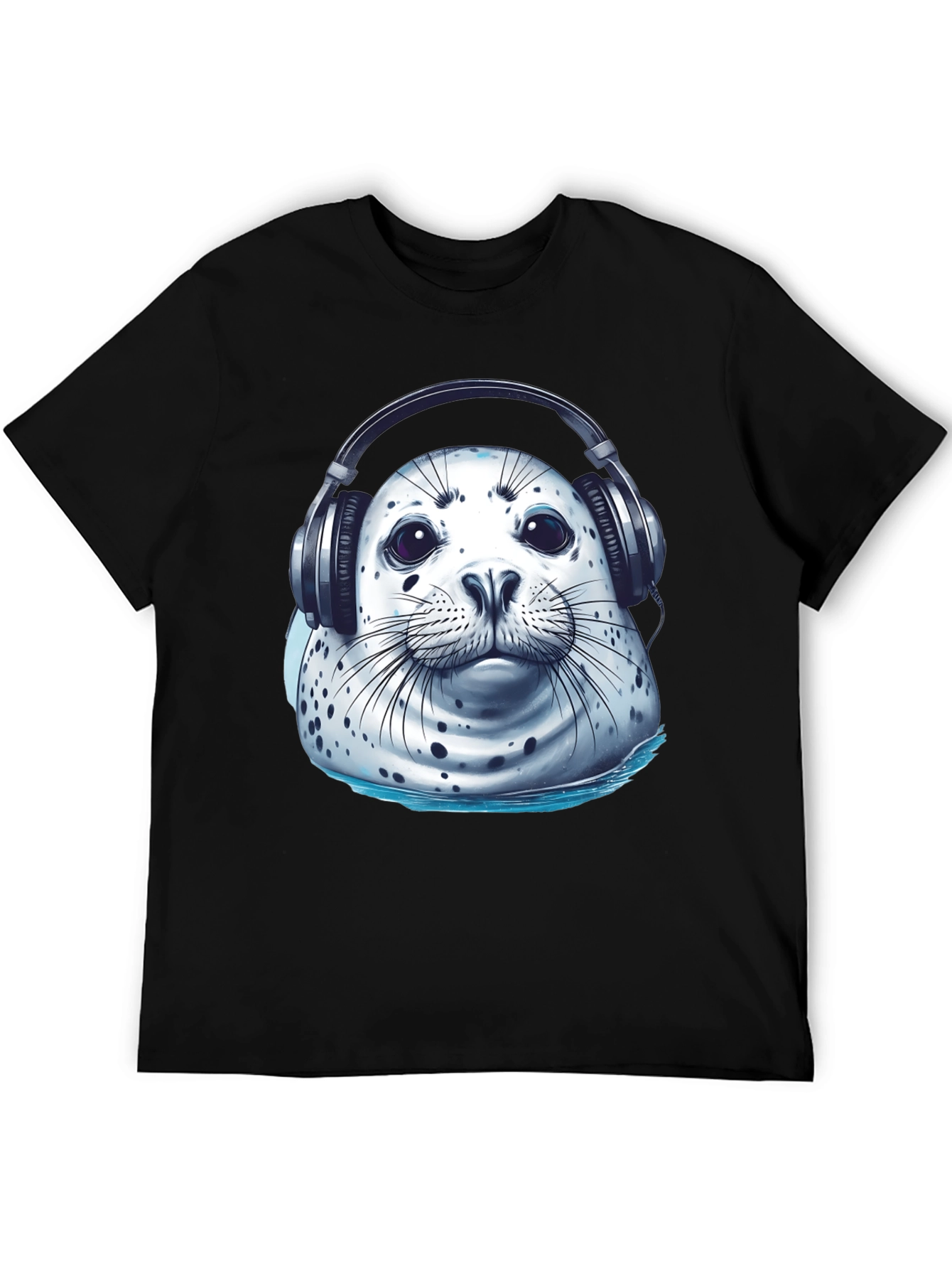 Black Seal with Headphones Graphic Tee view 5