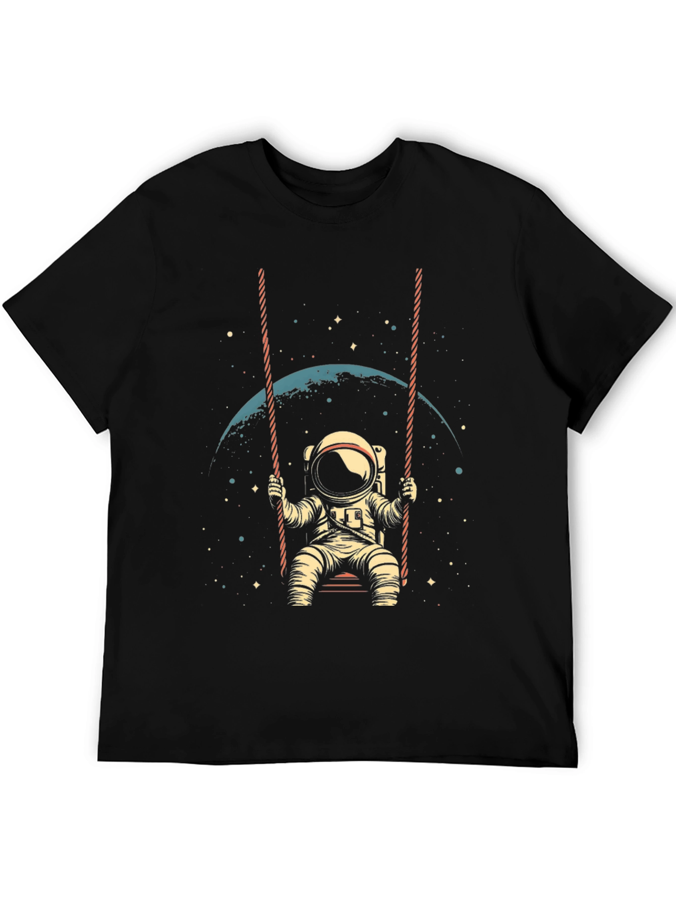 Black Astronaut on Swing T-Shirt - Space Lover Tee view 5