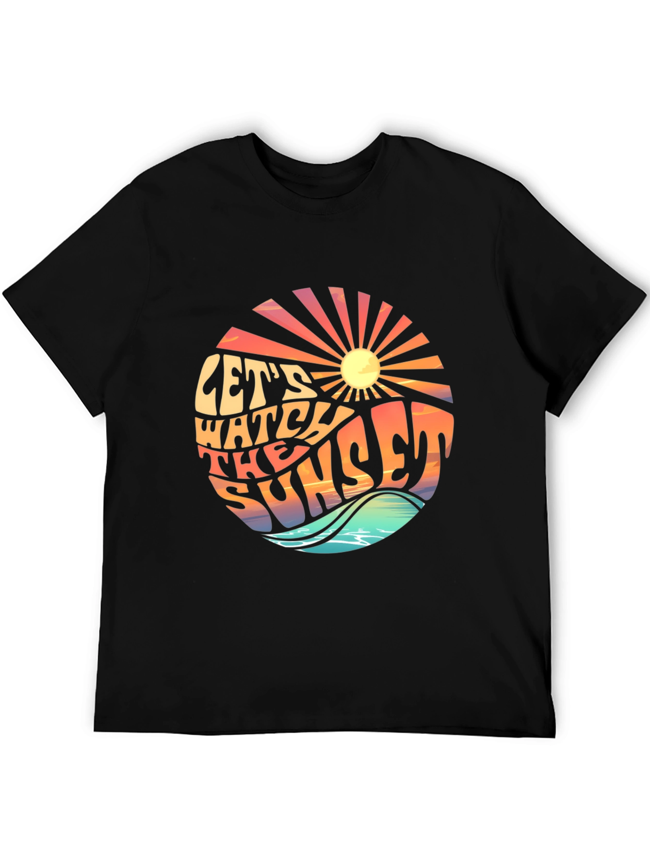 Black Let's Watch the Sunset Graphic T-Shirt view 5