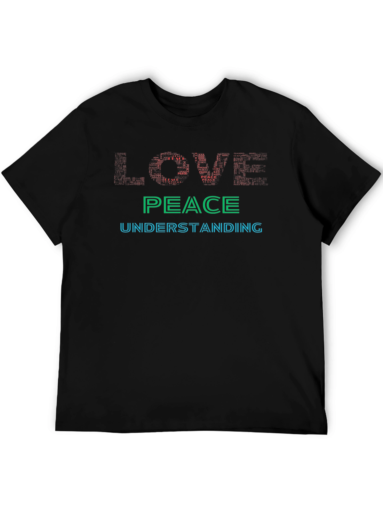 Black Love, Peace, Understanding Graphic T-Shirt view 5