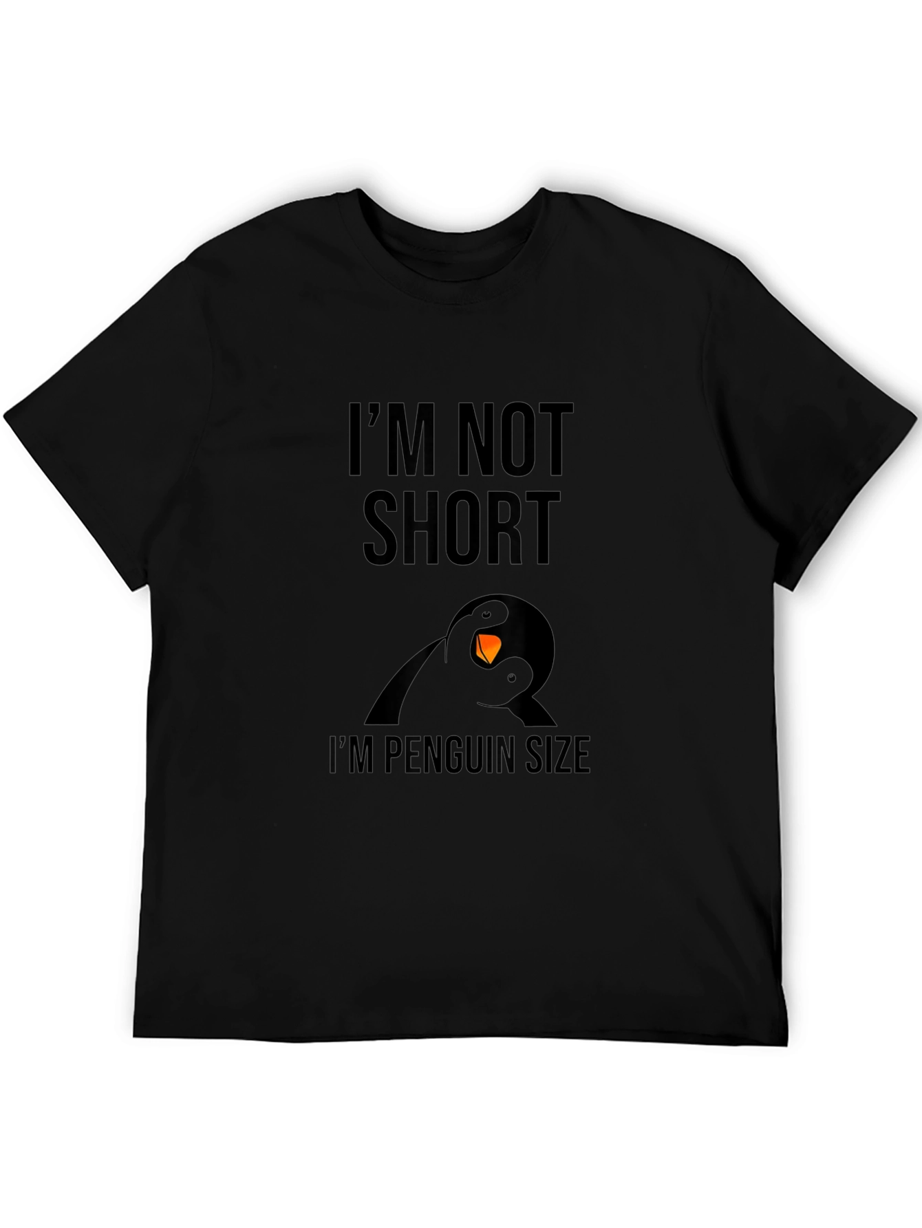 Black I'm Not Short I'm Penguin Size Black T-Shirt view 5