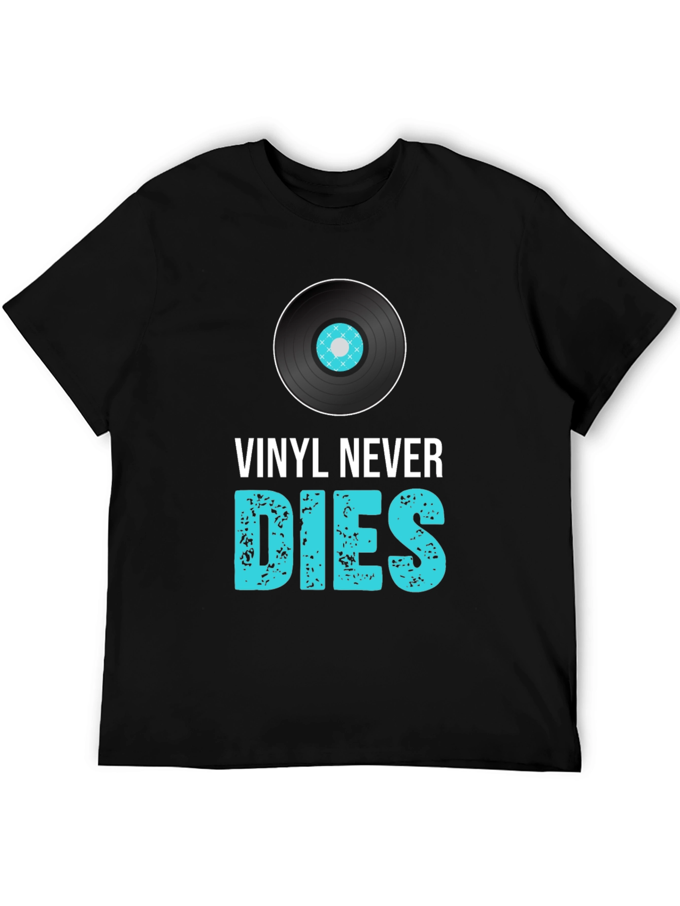 Black Vinyl Never Dies Graphic Tee - Music Lover T-Shirt view 5