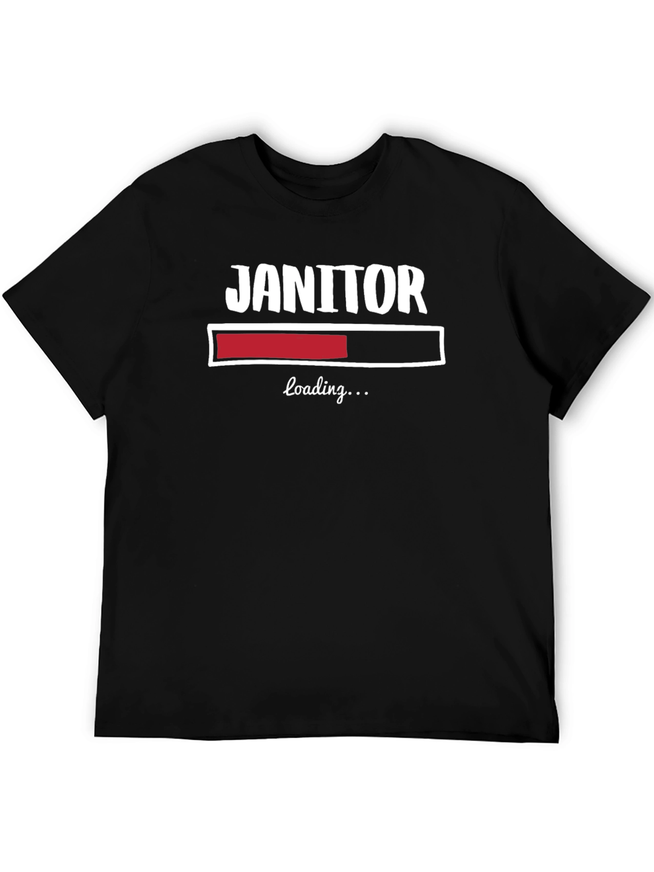 Black Janitor Loading T-Shirt - Funny Cleaning Crew Apparel view 5
