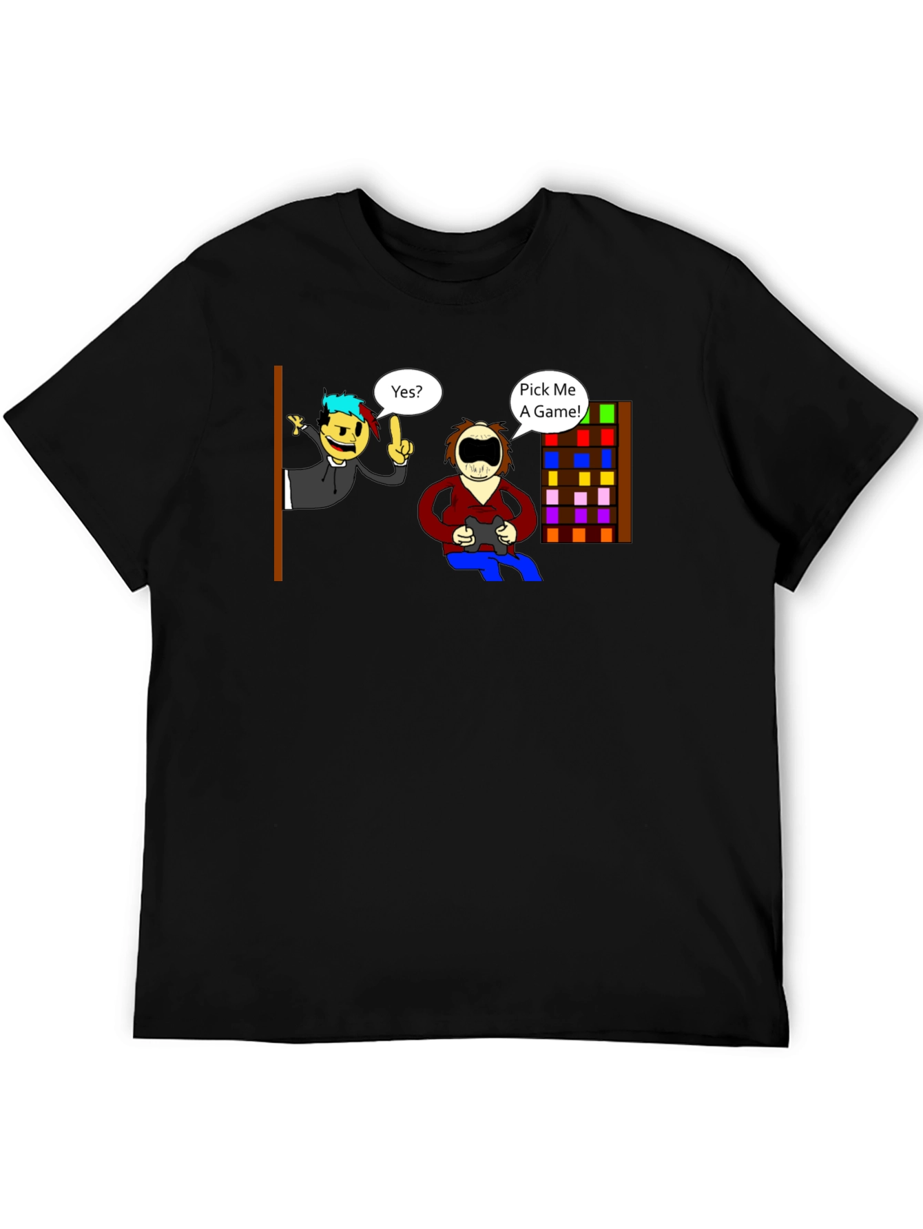 Black Gamer Choice Graphic Tee - Pick Me A Game! Black T-Shirt view 5
