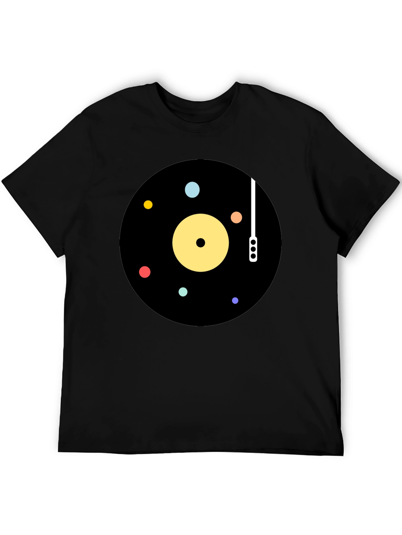 Black Retro Vinyl Record Graphic T-Shirt view 5
