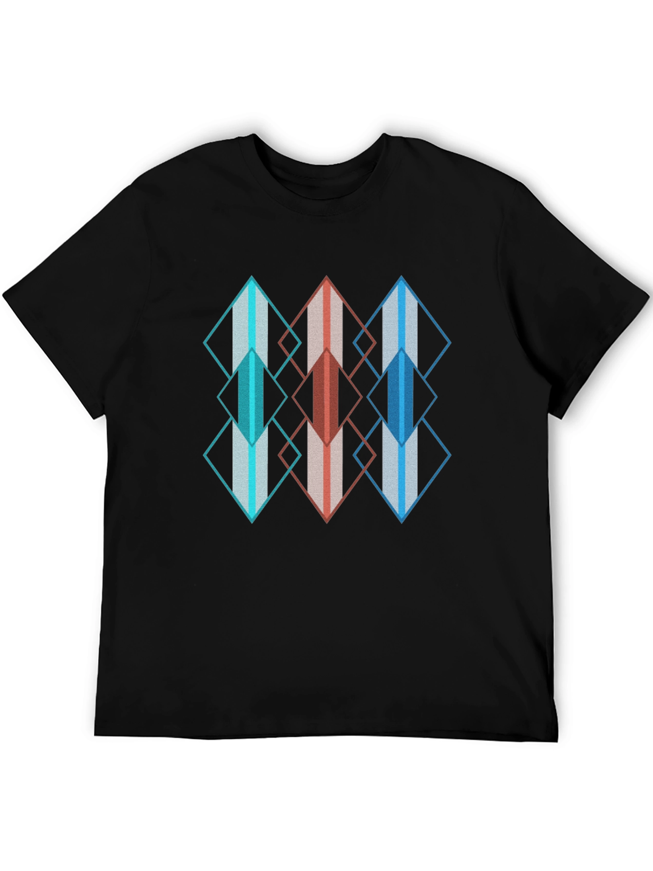 Black Geometric Diamond Pattern T-Shirt view 5