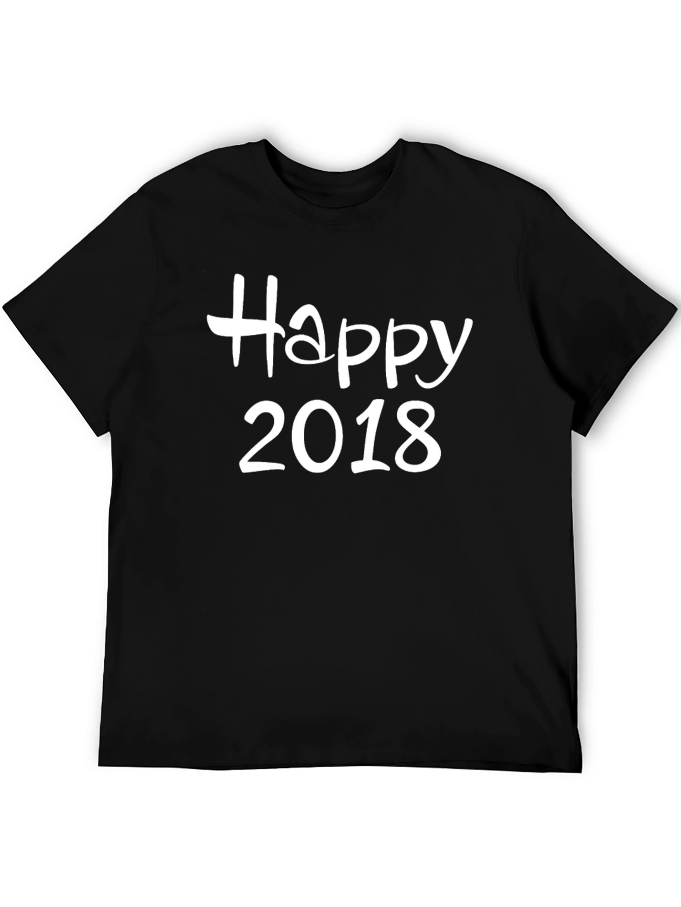 Black Happy 2018 Graphic Tee - Black Cotton Blend view 5