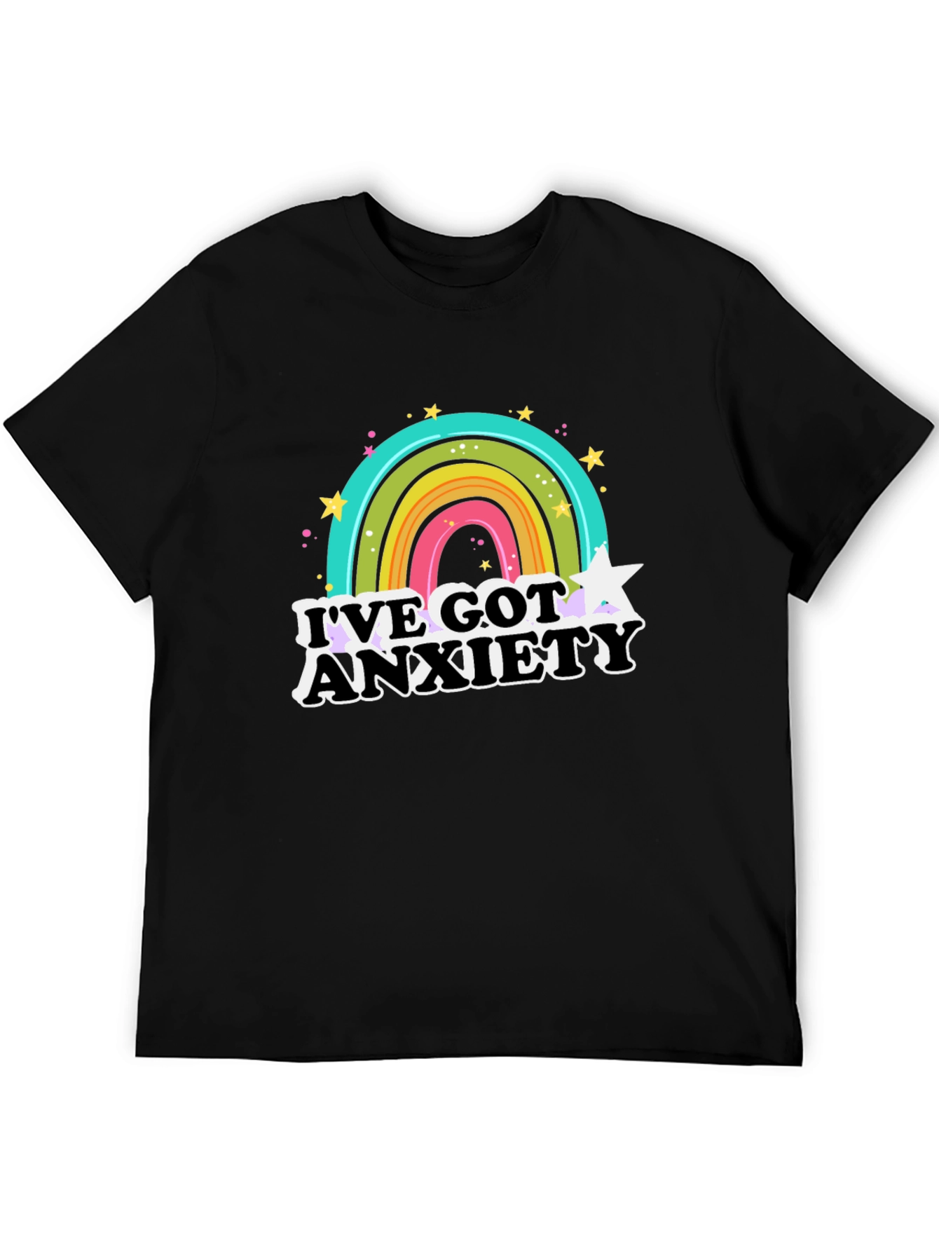 Black Anxiety Rainbow Graphic Tee view 5