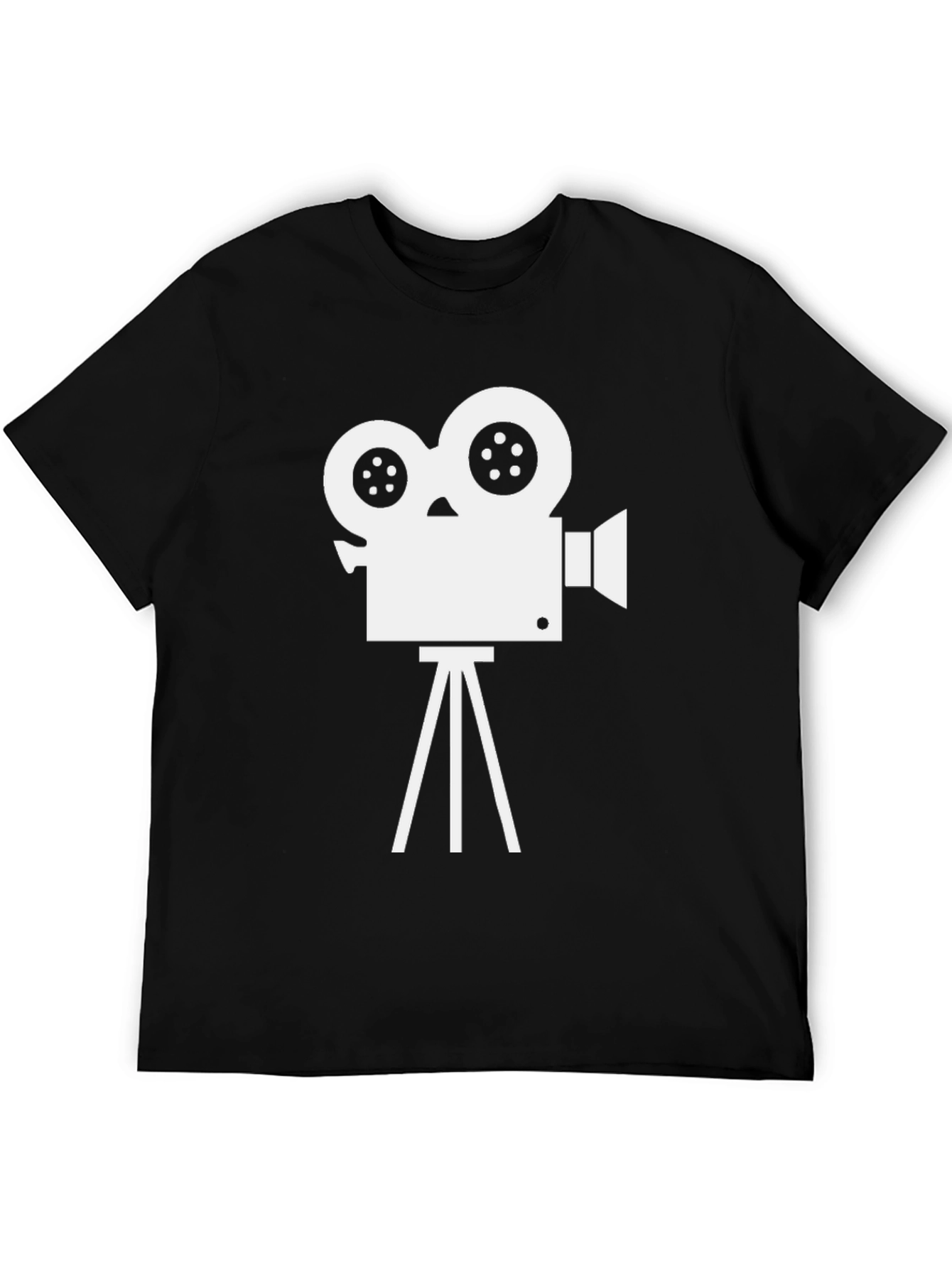 Black Retro Movie Camera Graphic Tee - Black Cotton Blend view 5