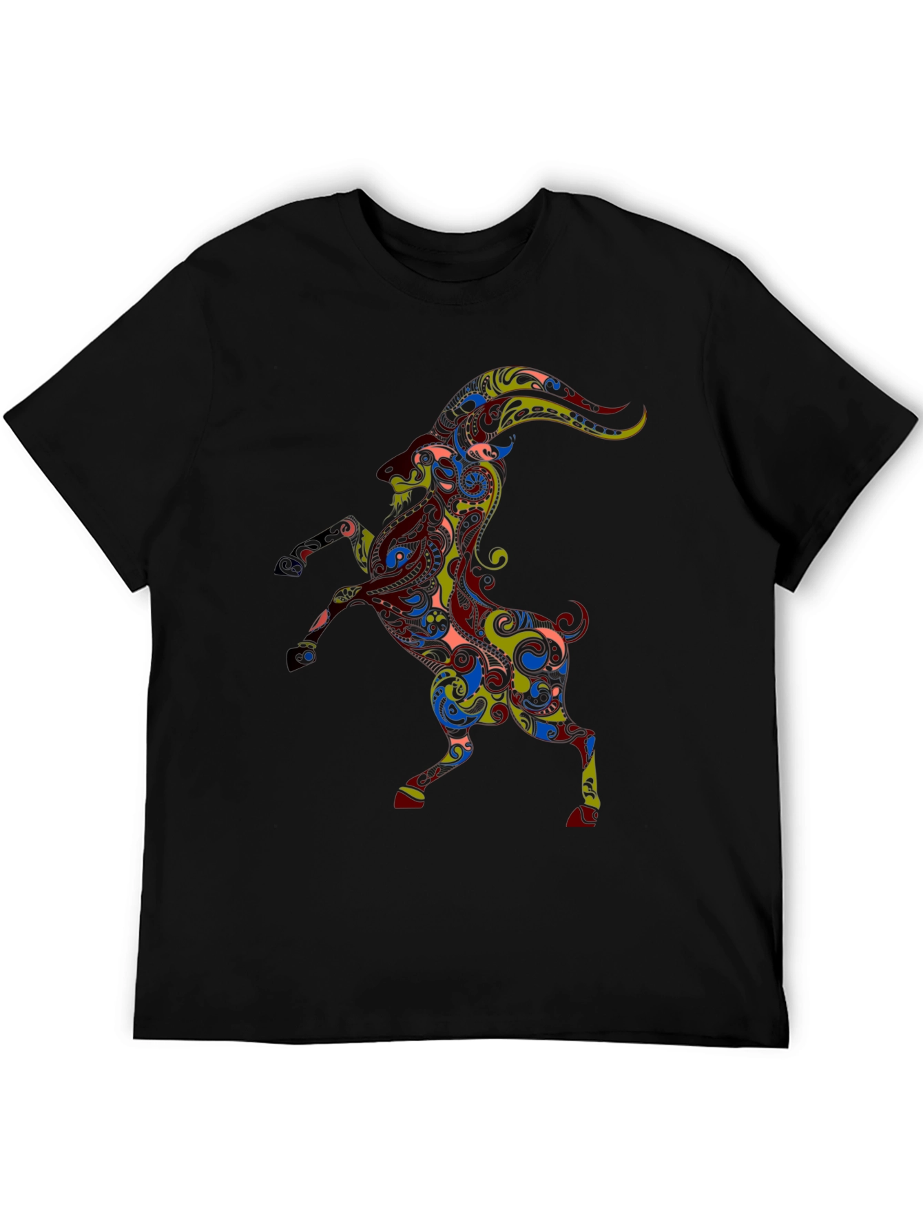 Black Ornate Ram Graphic Tee - Stylish Black T-Shirt view 5