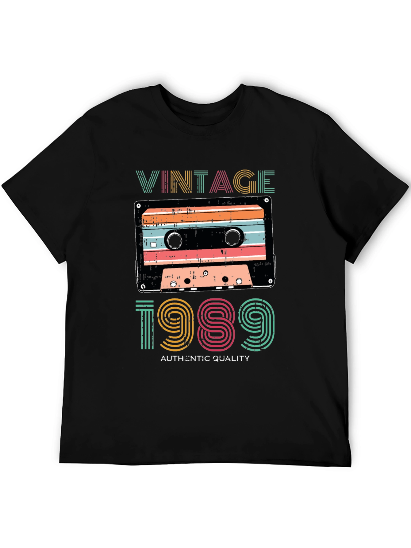 Black Vintage 1989 Cassette Tape Graphic T-Shirt view 5