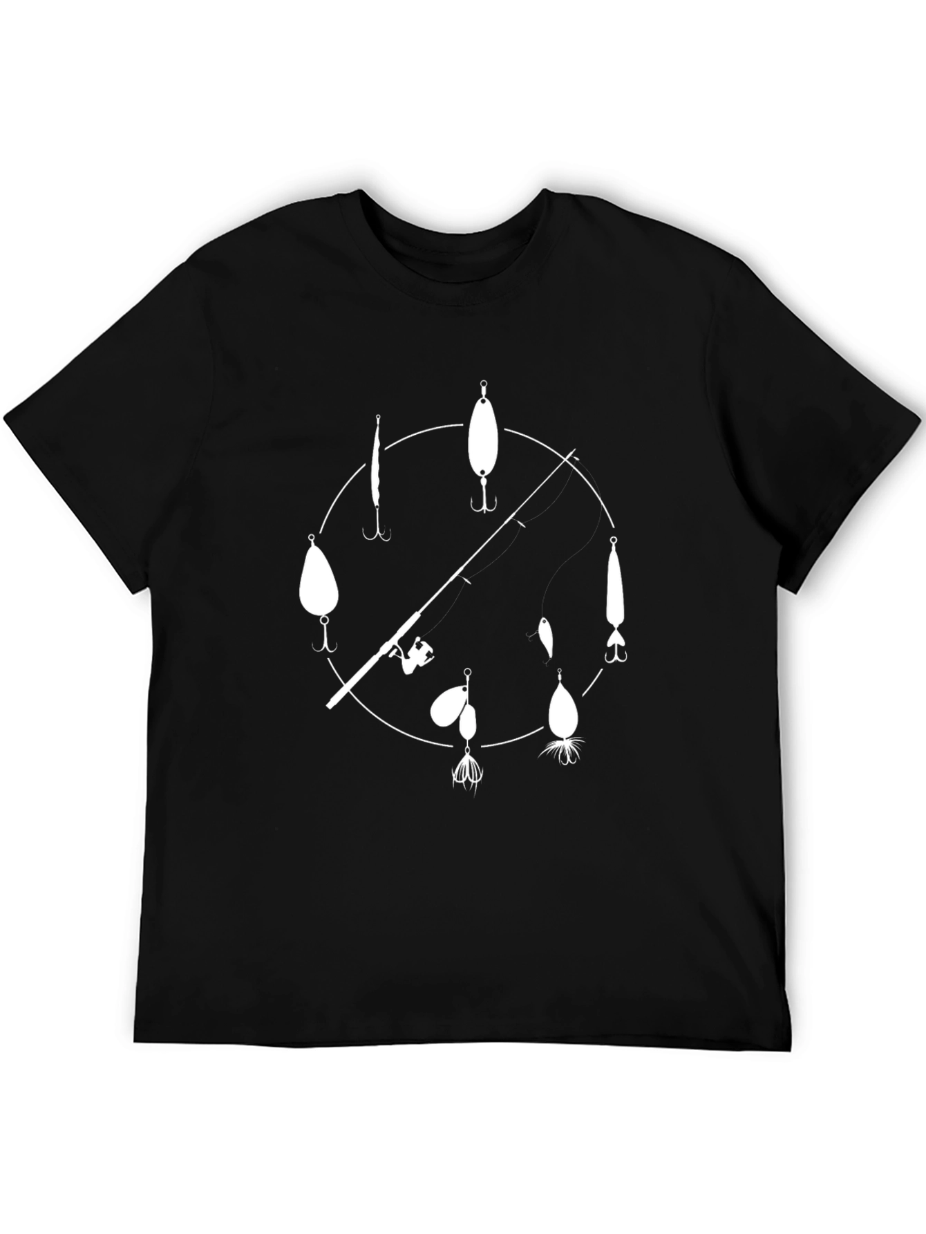 Black Fishing Lure Clock Graphic Tee view 5