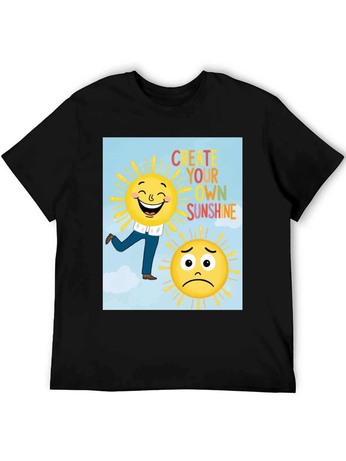 Black Cheerful Graphic T-Shirt: Create Your Own Sunshine Tee view 5
