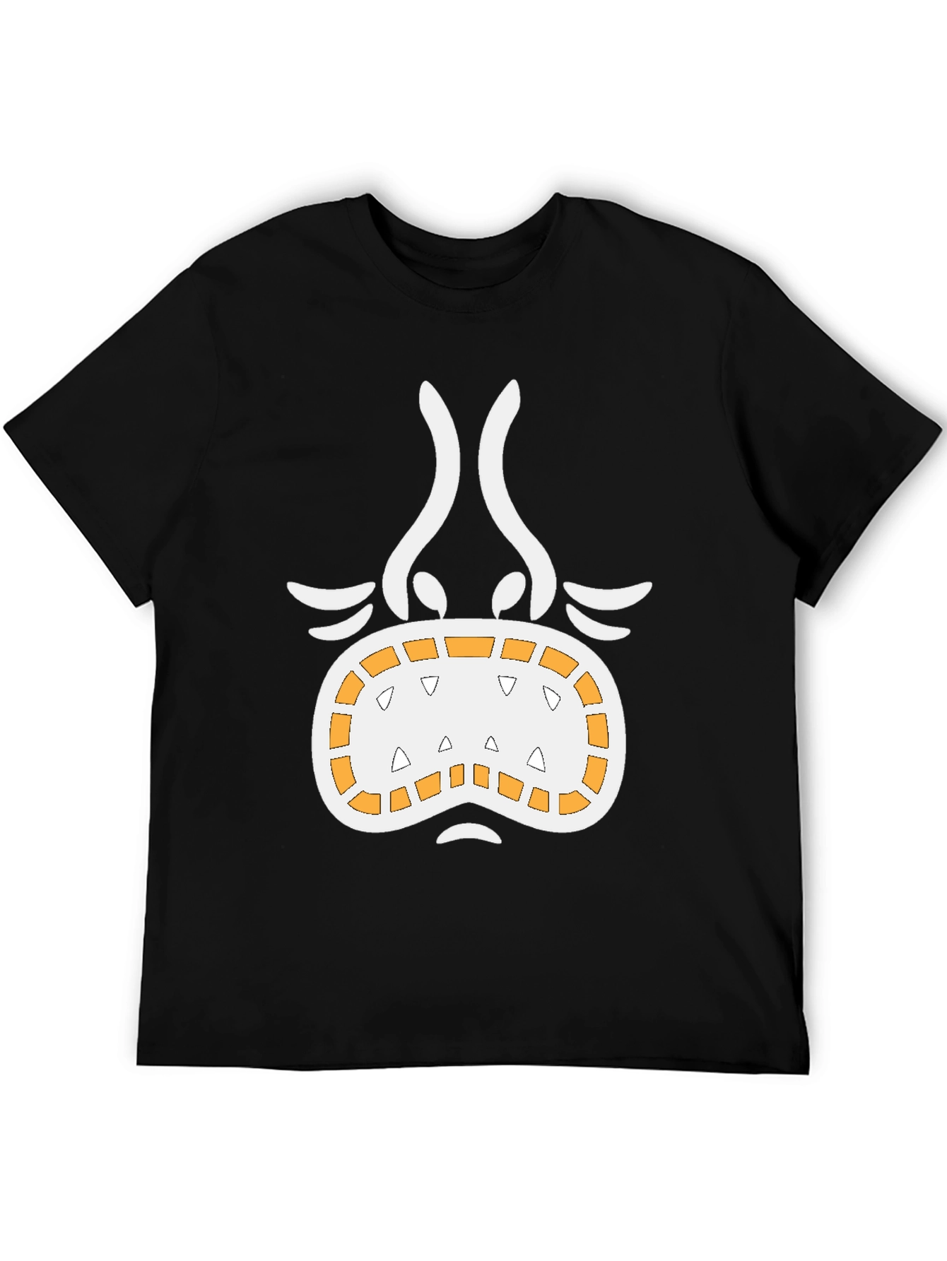 Black Funny Monster Face Graphic Tee - Black view 5