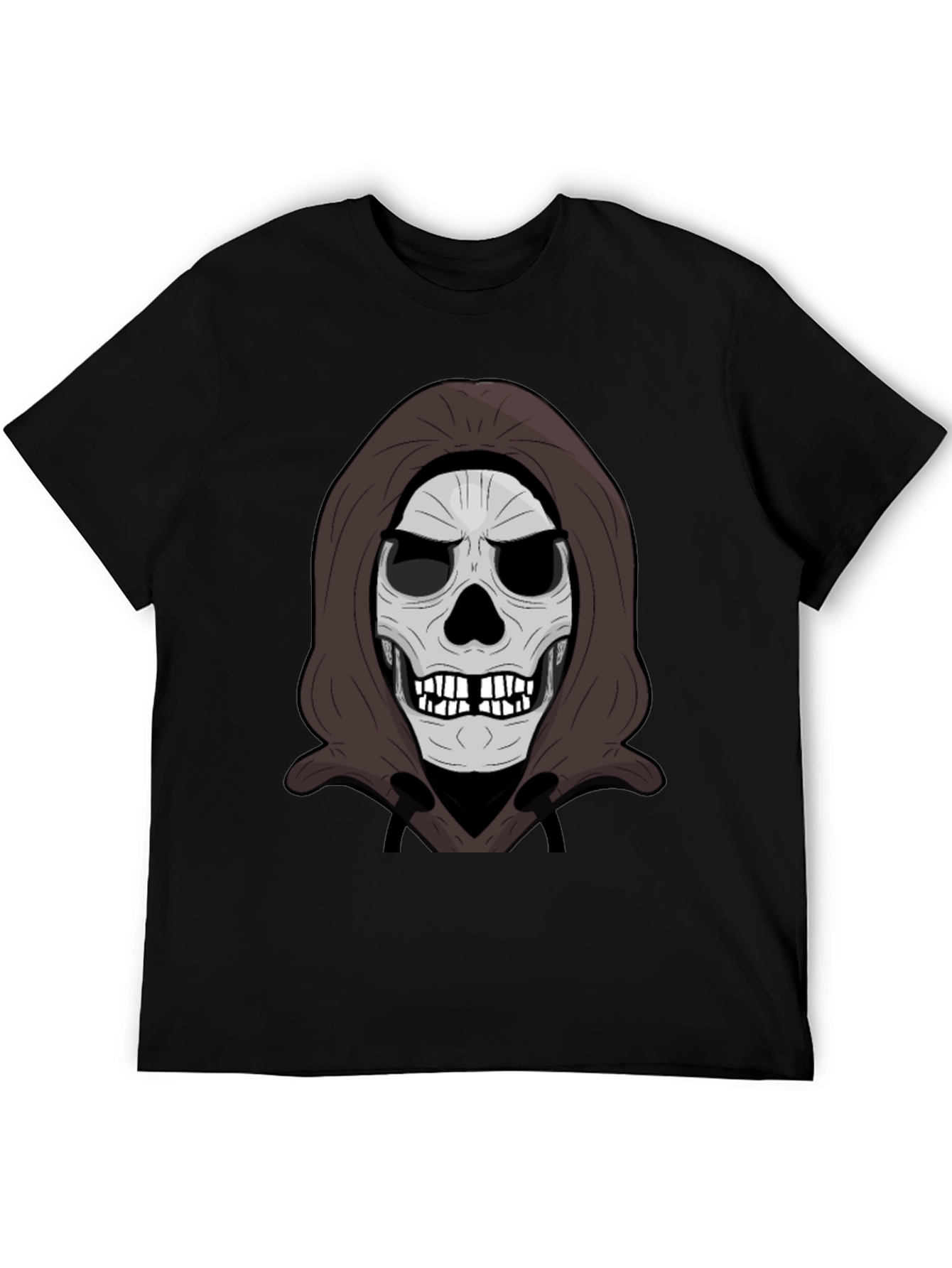 Black Grim Reaper Skull Graphic Black T-Shirt view 5