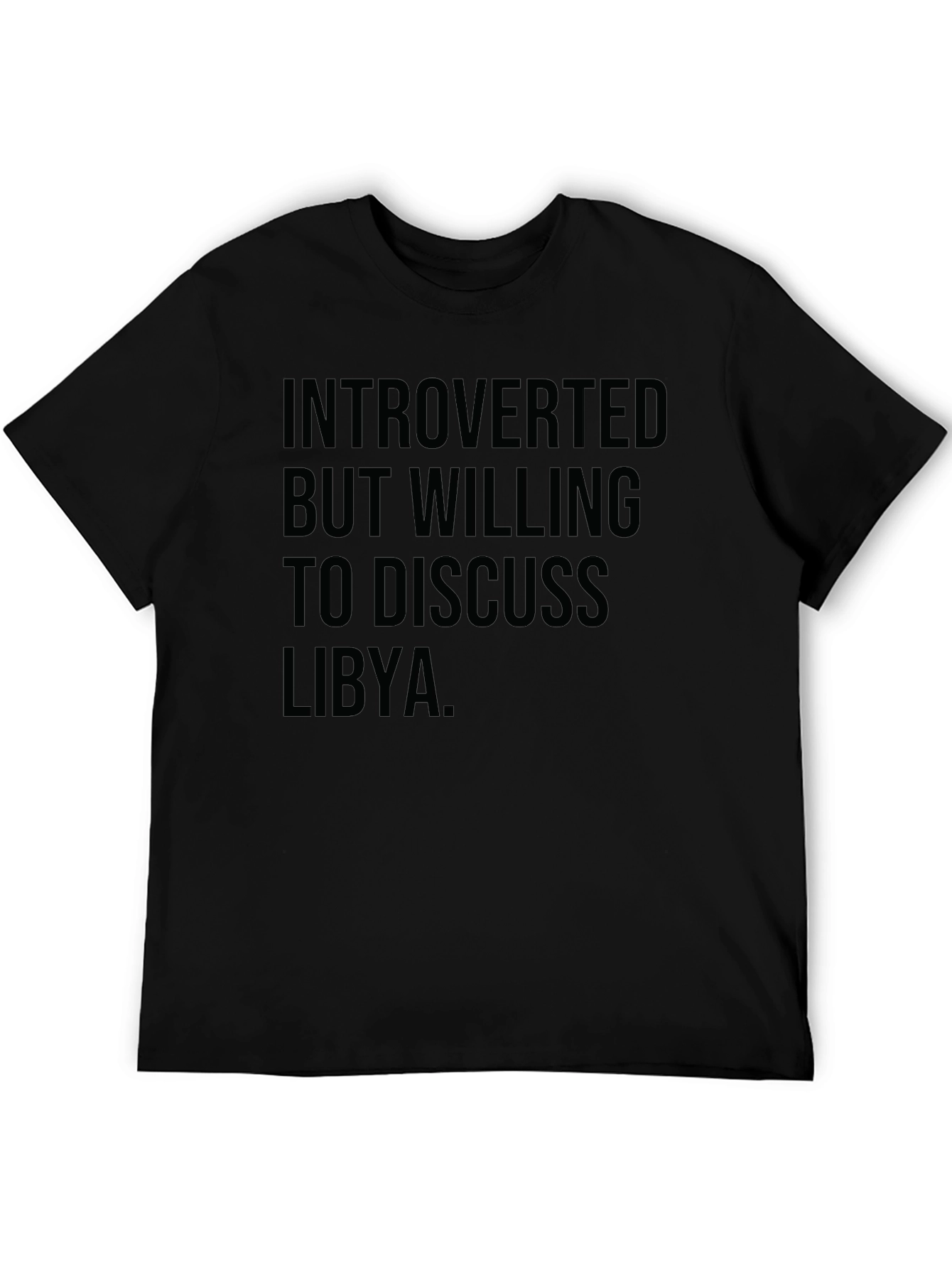 Black Introverted Libya T-Shirt - Black Cotton Tee for Thoughtful Introverts view 5