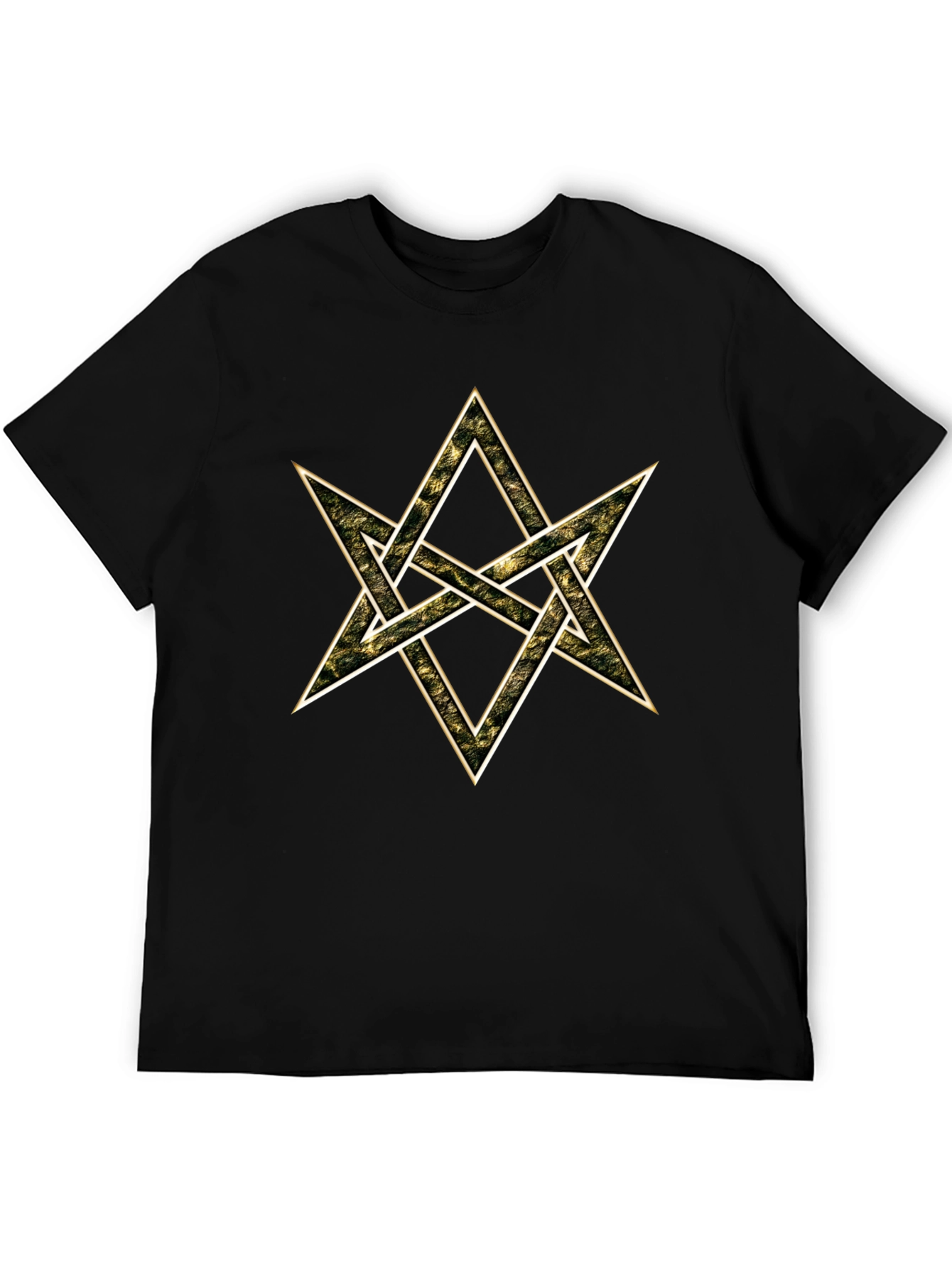 Black Geometric Star Graphic Tee - Black Cotton Blend view 5