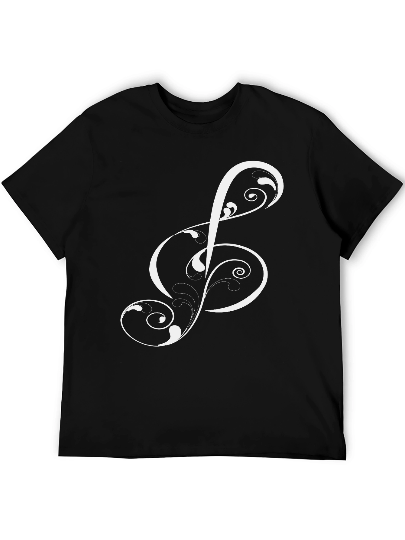 Black Musical Treble Clef Black T-Shirt view 5