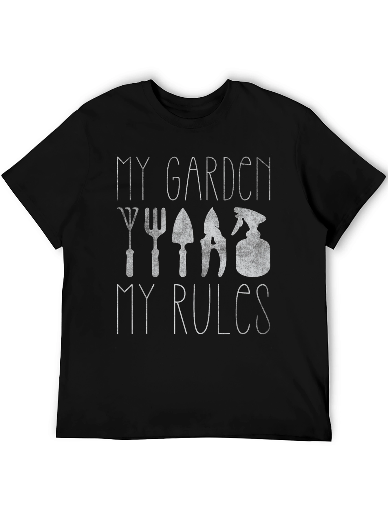 Black My Garden My Rules T-Shirt - Gardening Apparel view 5