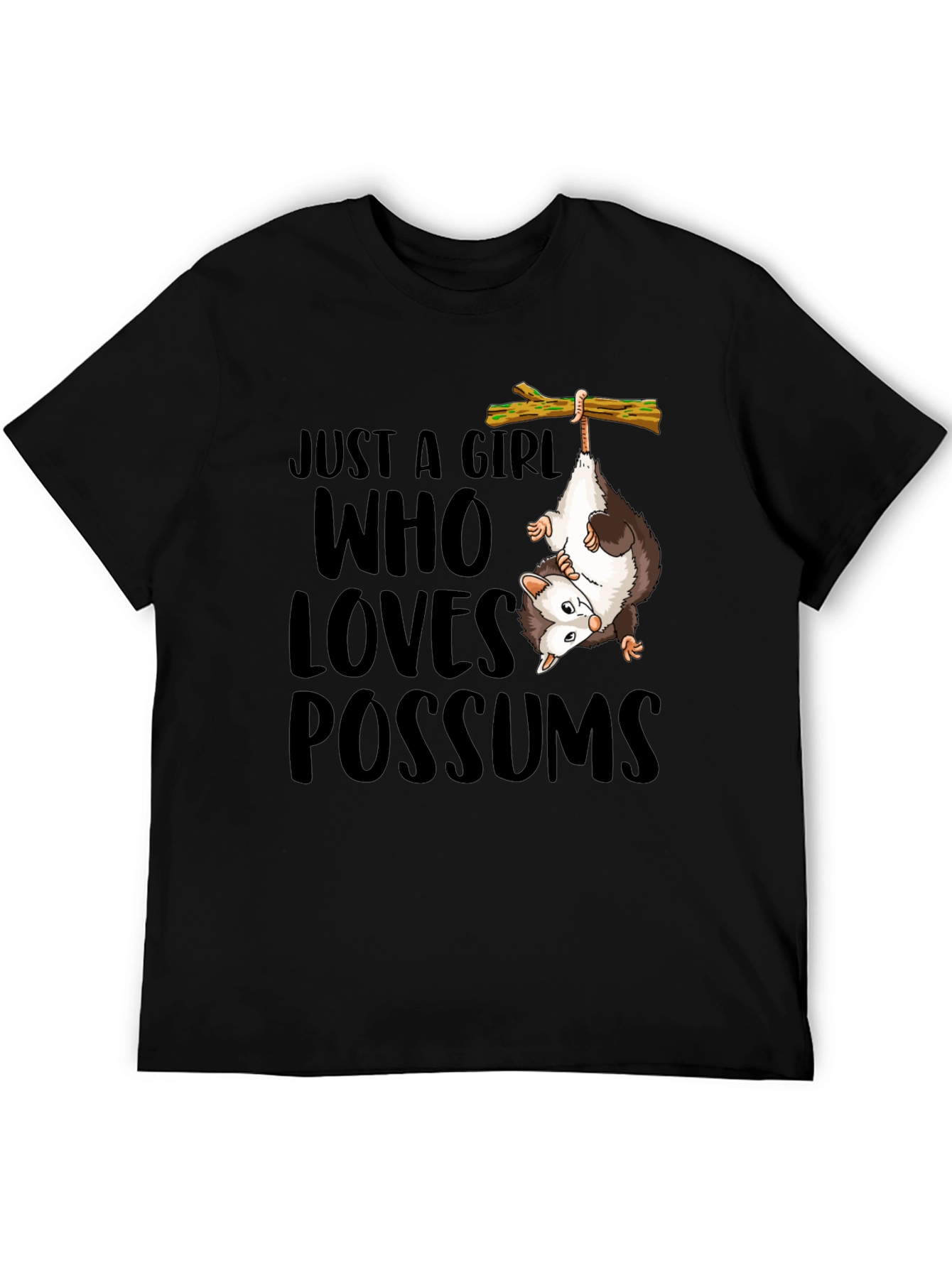 Black Just a Girl Who Loves Possums T-Shirt view 5