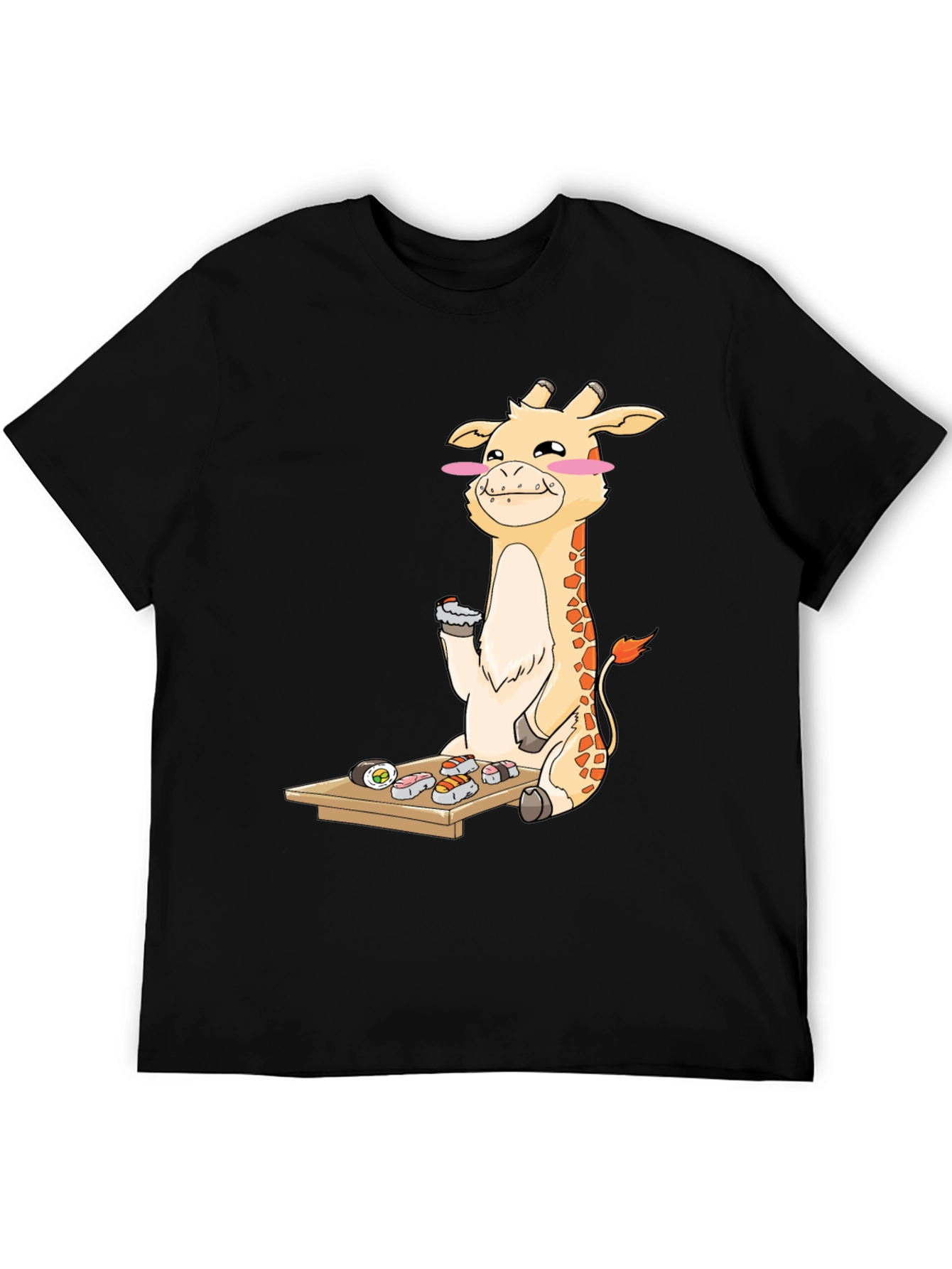 Black Giraffe Sushi Lover T-Shirt - Fun Cartoon Graphic Tee view 5
