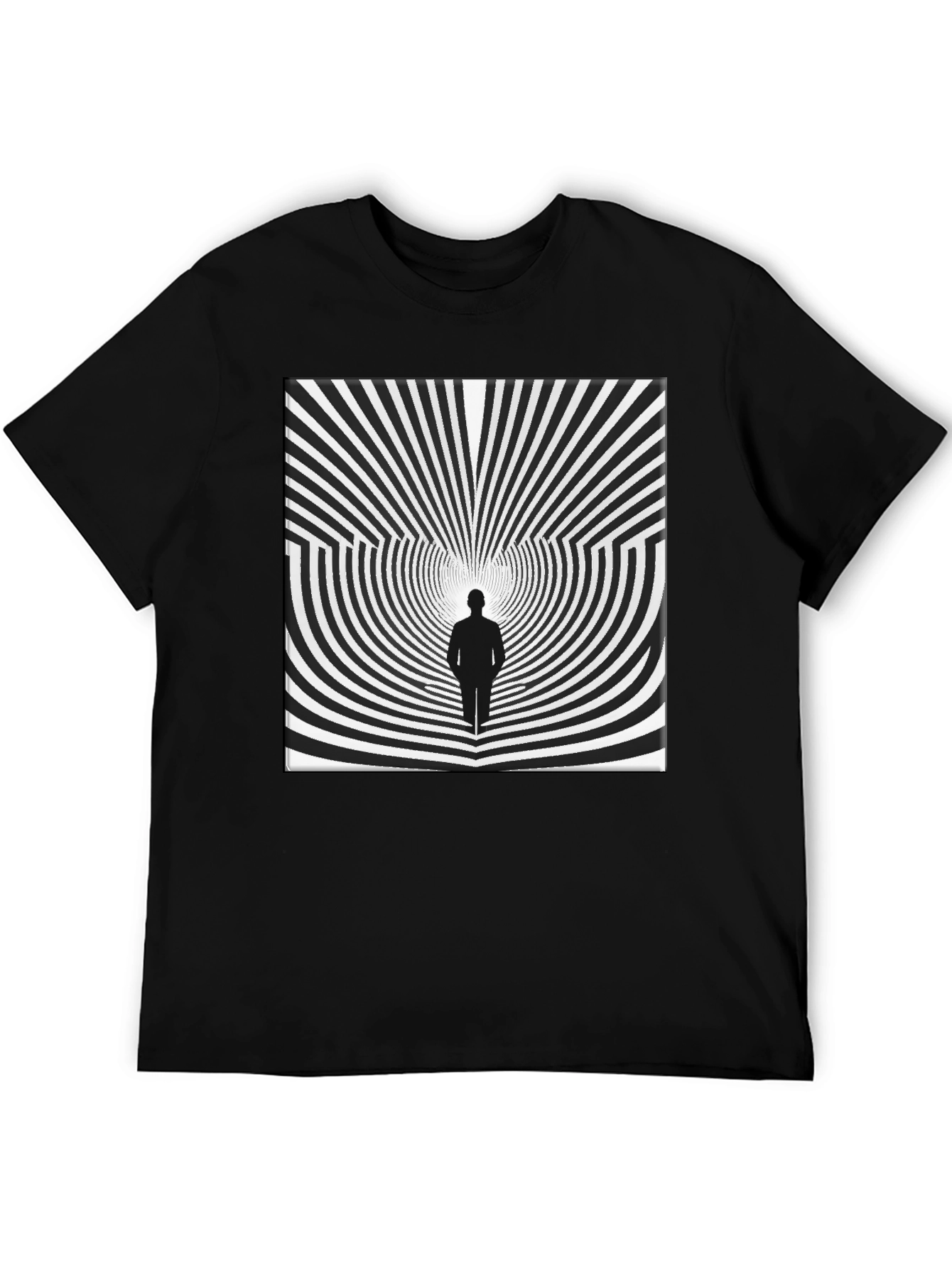 Black Optical Illusion Graphic Tee - Black Cotton Shirt view 5