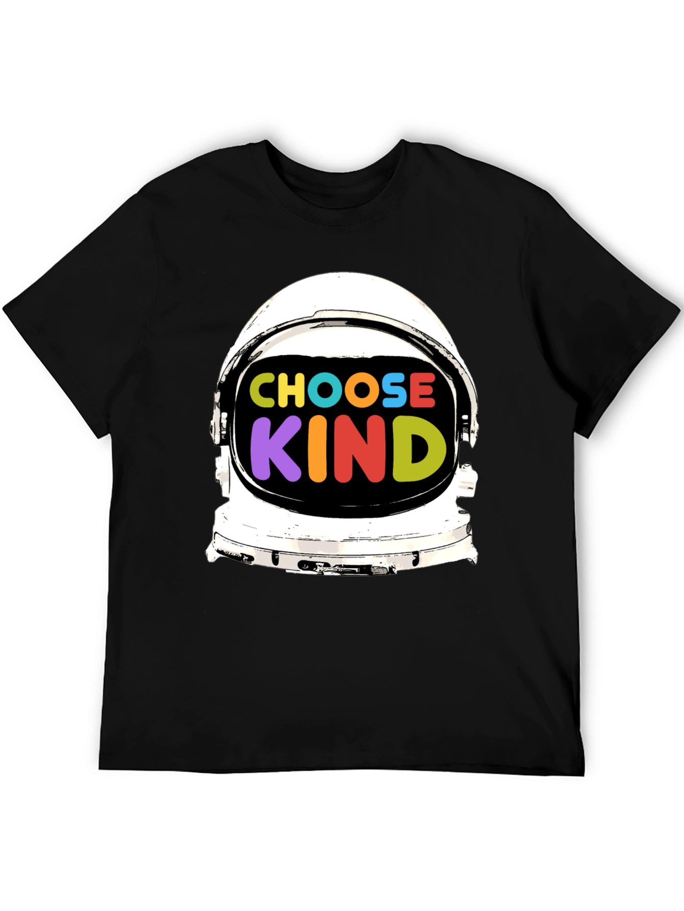 Black Choose Kind T-Shirt, Astronaut Helmet Graphic view 5