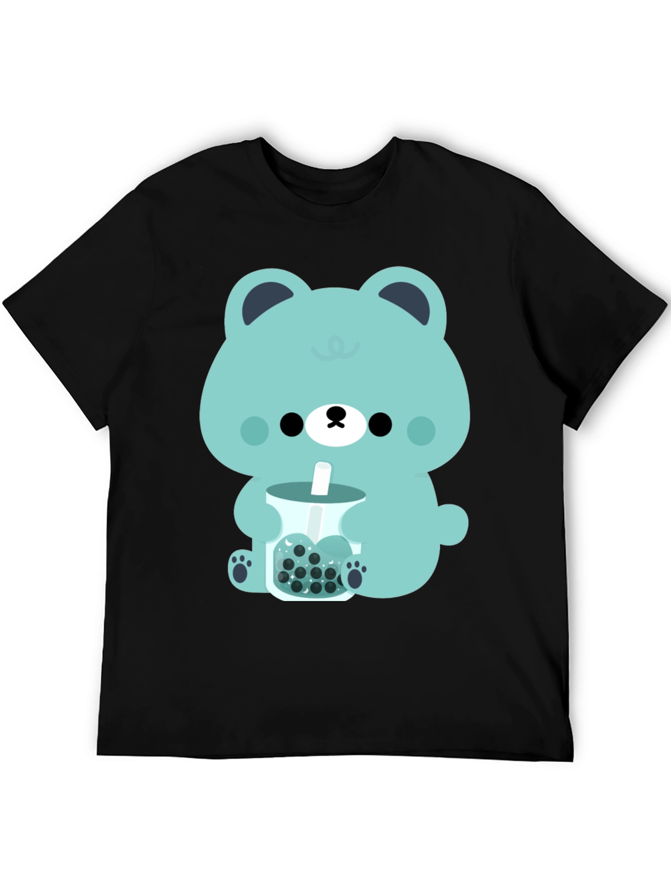Black Cute Bear Bubble Tea Graphic Tee view 5