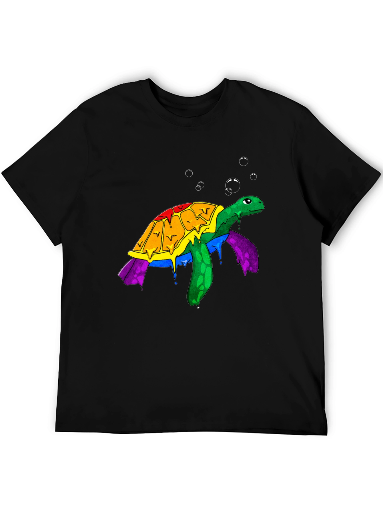 Black Rainbow Turtle Graphic Tee - Unique Animal Design view 5