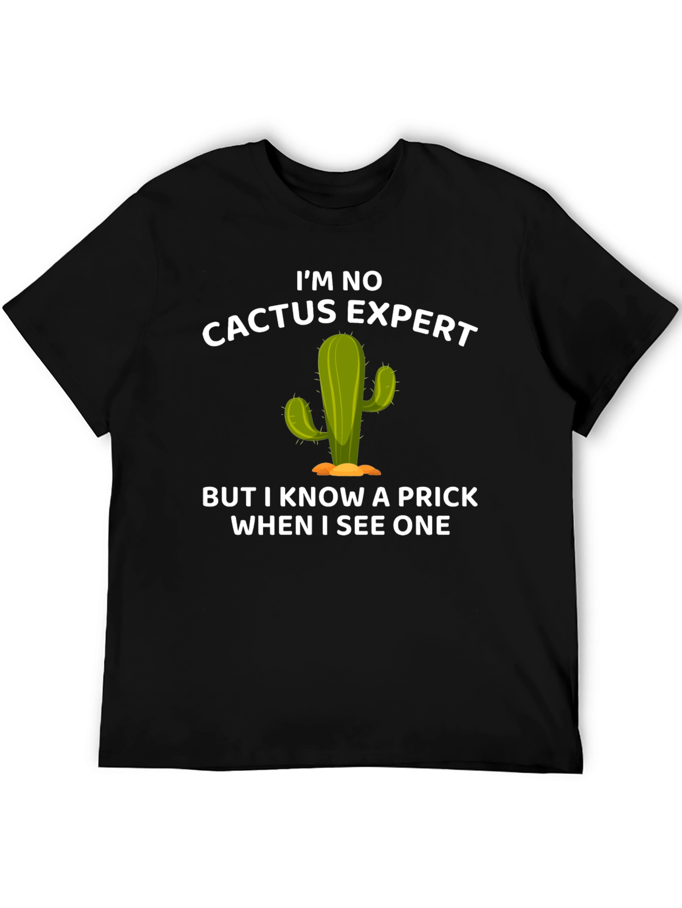 Black Funny Cactus Expert Graphic T-Shirt view 5