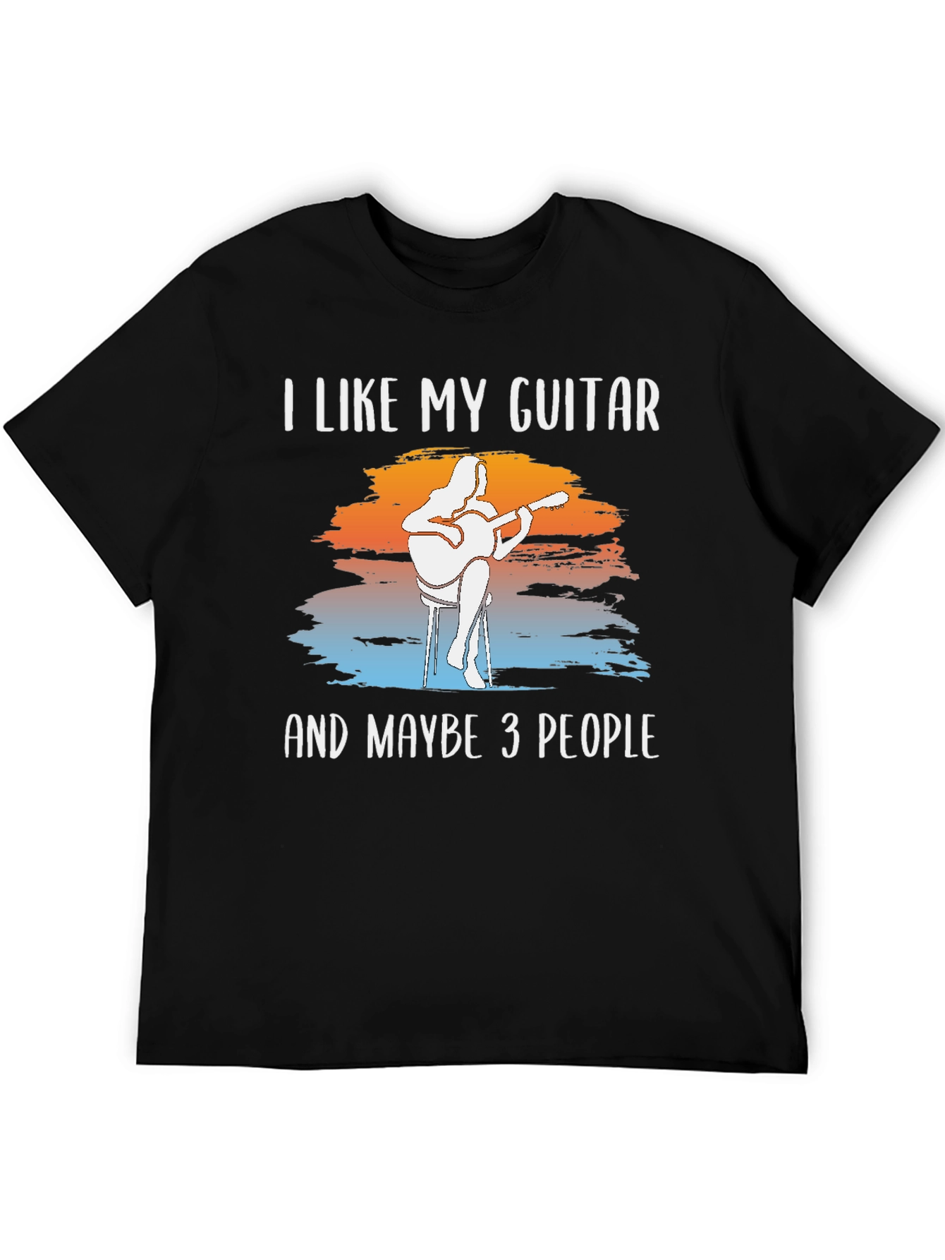 Black Guitar & People Graphic T-Shirt view 5