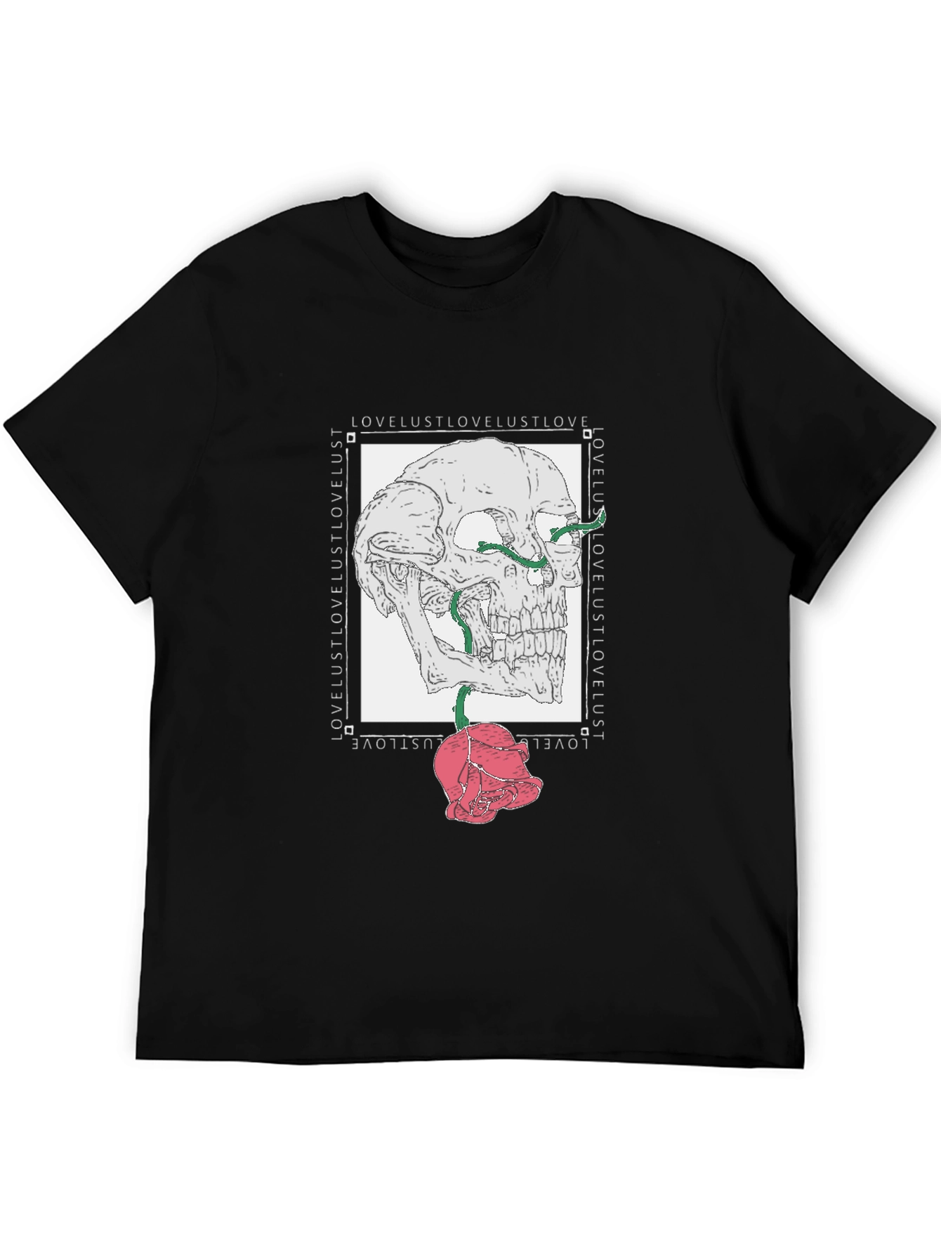 Black Skull & Rose Graphic Tee - Love Lust Design view 5