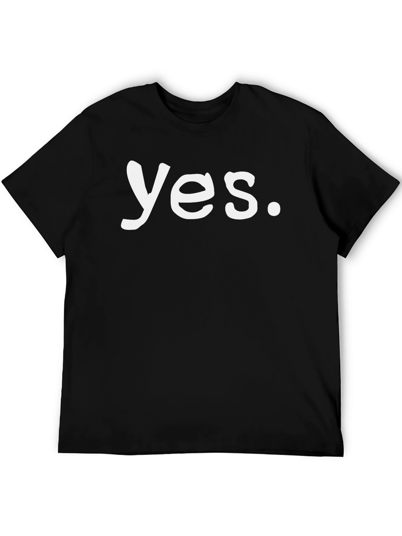 Black Yes Graphic Print Crew Neck Men's T-Shirt view 5