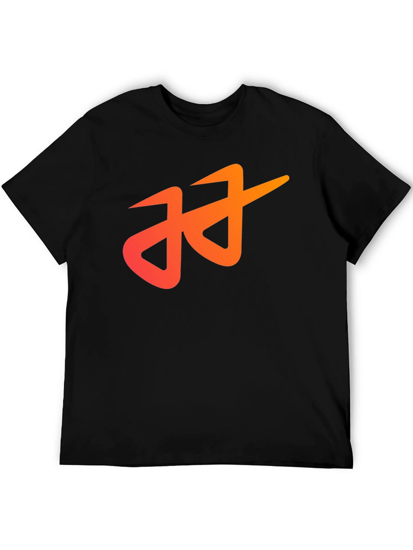 Black Modern Black T-Shirt with Abstract Orange Logo view 5