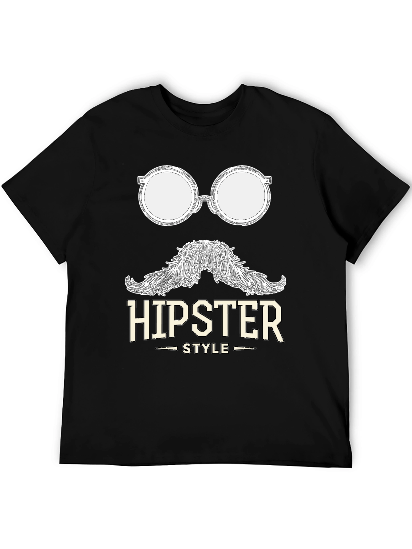 Black Hipster Style Graphic T-Shirt - Cool & Casual view 5