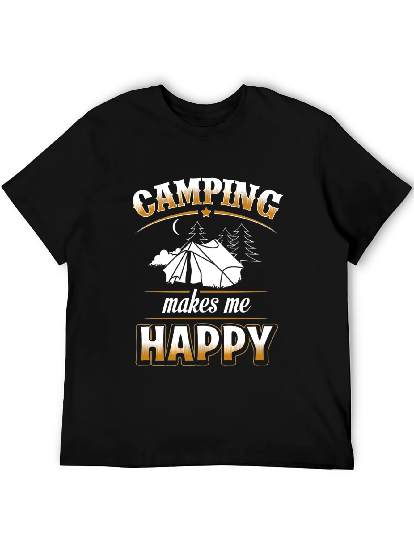 Black Camping Makes Me Happy Graphic T-Shirt view 5