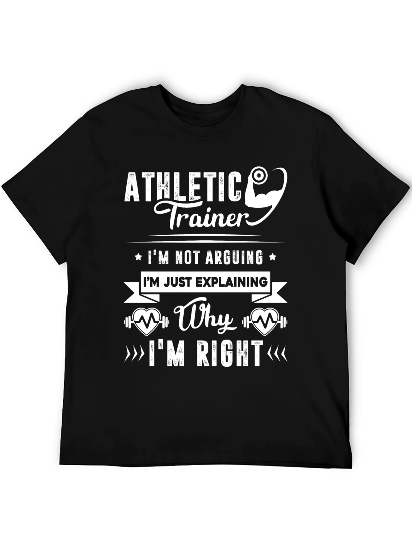 Black Athletic Trainer T-Shirt - Explaining is Not Arguing view 5